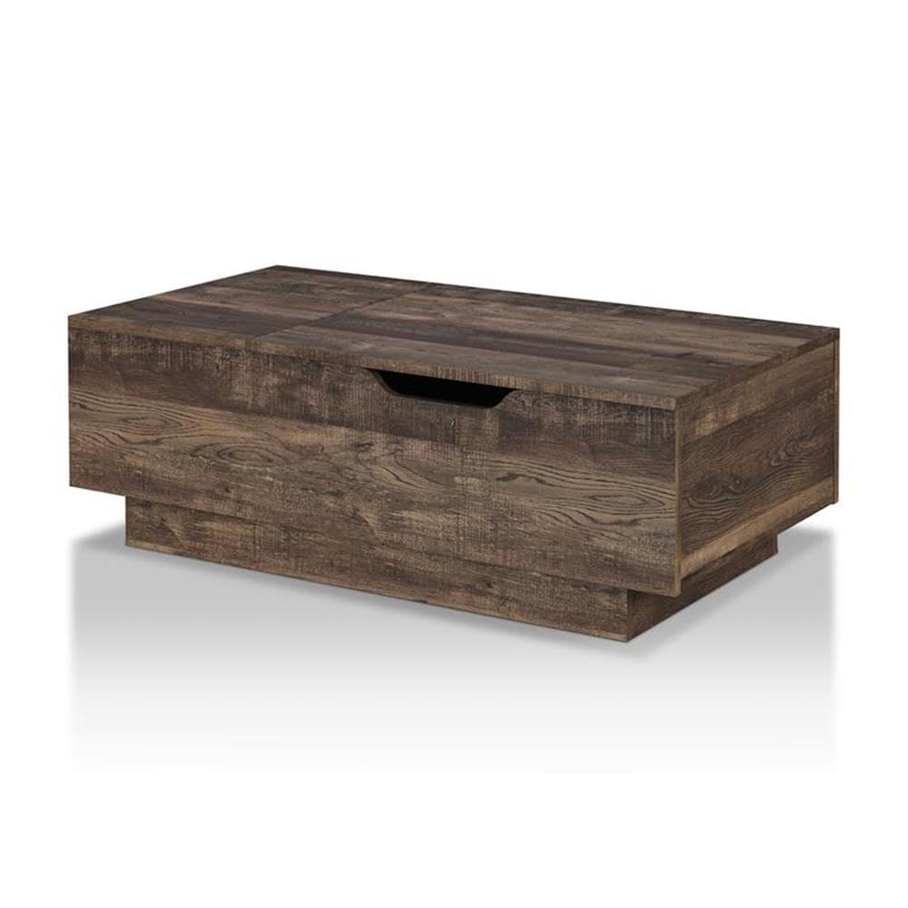 Furniture of America Harsin Reclaimed Oak Wood Lift-Top Coffee Table with Storage - Rustic Modern Living Room Centerpiece for Small Spaces & Home Office