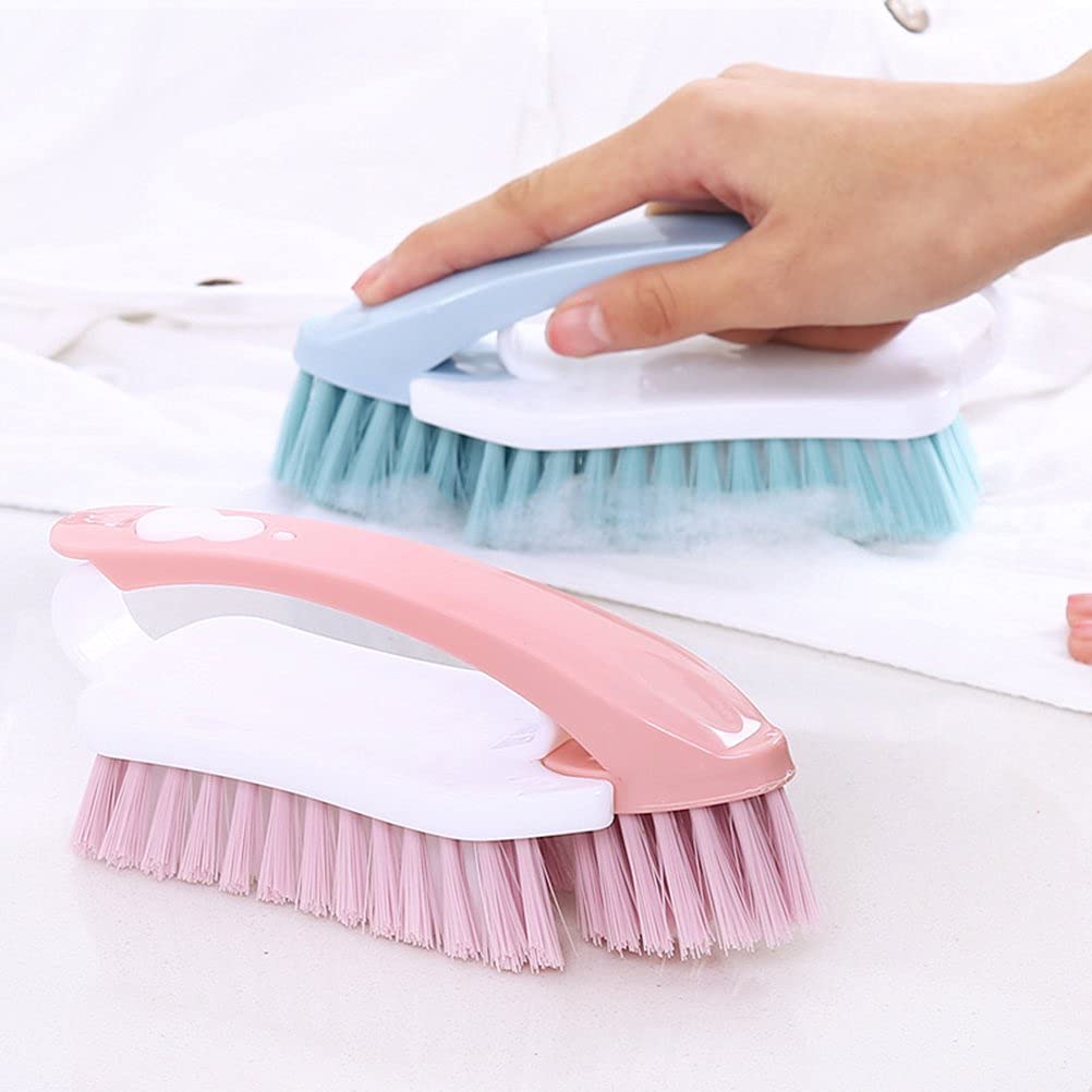 3Pcs Scrub Brush with Handle - Multipurpose Nylon Bristles Cleaning Brush for Laundry, Dishes, Tiles & Household Cleaning (Random Color) - Perfect for Kitchen, Bathroom & Outdoor Use