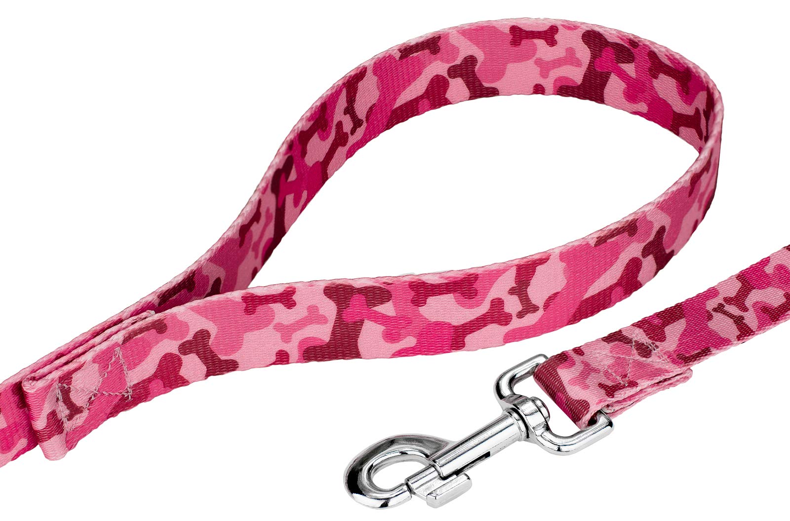 Country Brook Design® 1 Inch Pink Camo Dog Leash - 6 Feet Strong Nylon Pet Lead for Walking, Training & Outdoor Adventures