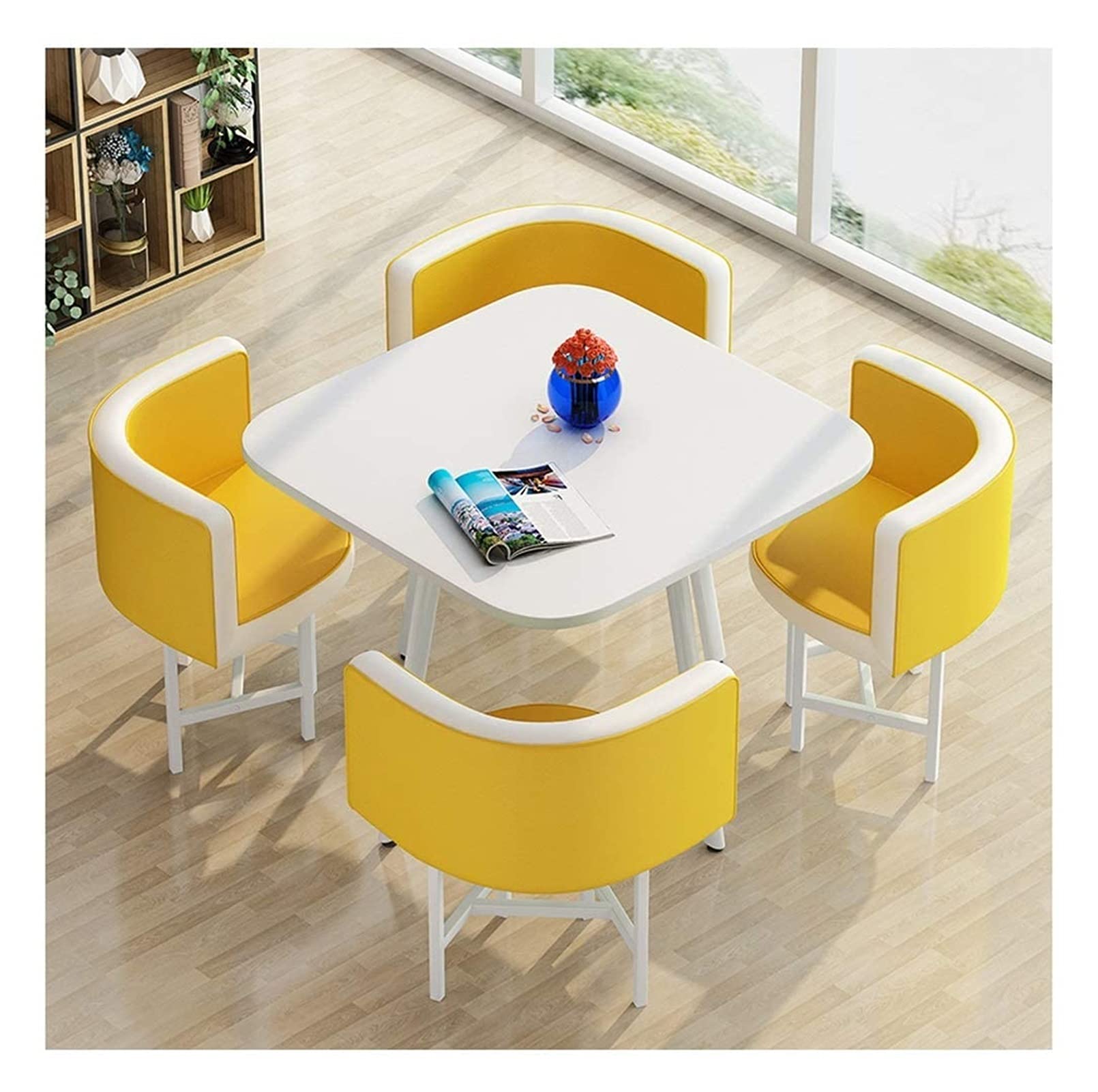 Nordic Style Dining Table and Chair Set - 80cm Square Reception Desk with Chairs for Hotels, Restaurants & Kitchens | Perfect for Small Spaces, Home Dining, and Commercial Use