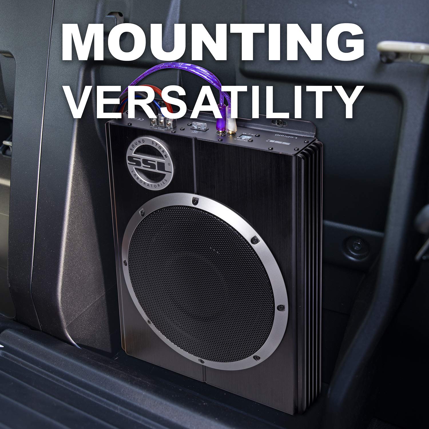 Sound Storm Laboratories LOPRO10 1200W Powered Under Seat Car Subwoofer with Built-in Amplifier & Remote Control - Slim Low Profile Design for Trucks, SUVs & Sedans | Perfect for Enhanced Bass in Compact Spaces