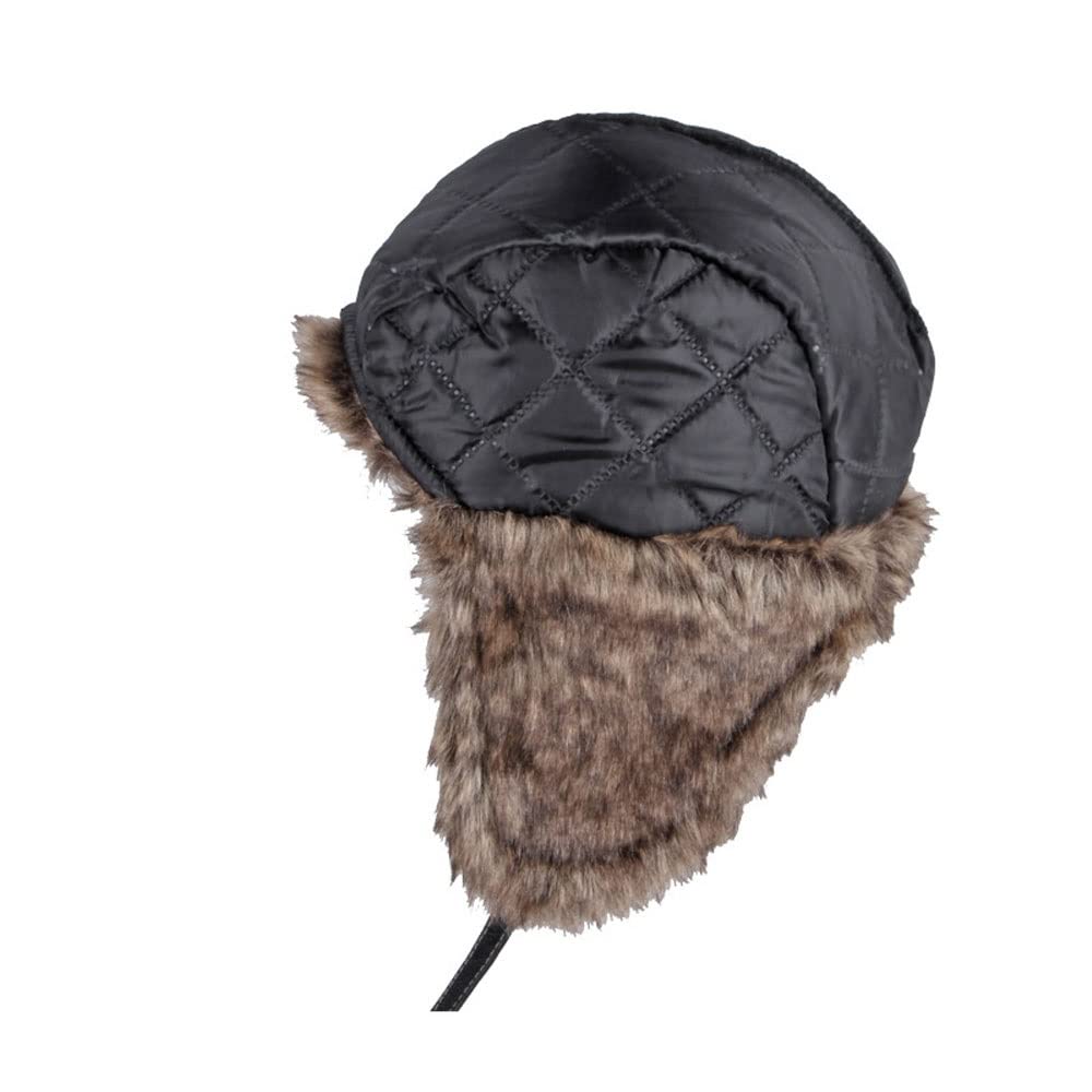 Men's Leather Pilot Hat with Faux Fur Earflaps - Warm Winter Hunting Cap for Outdoor Activities (Brown, 55-60cm) - Perfect for Skiing, Snowboarding & Cold Weather Adventures