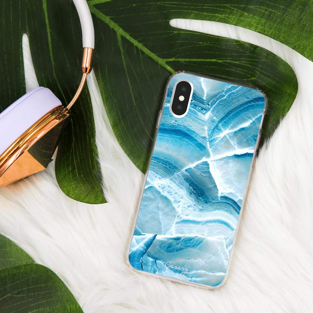 Casery Aqua Marble Protective Case for iPhone Xs Max - Slim Shockproof Cover with Stylish Marble Design (IXMH-0300) - Perfect for Everyday Use, Work & Travel
