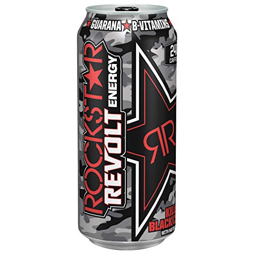 Rockstar Energy Drink Revolt - Black Cherry Flavor, 24 Cans | Sugar Free Energy Boost for Workouts, Gaming & Late Night Study