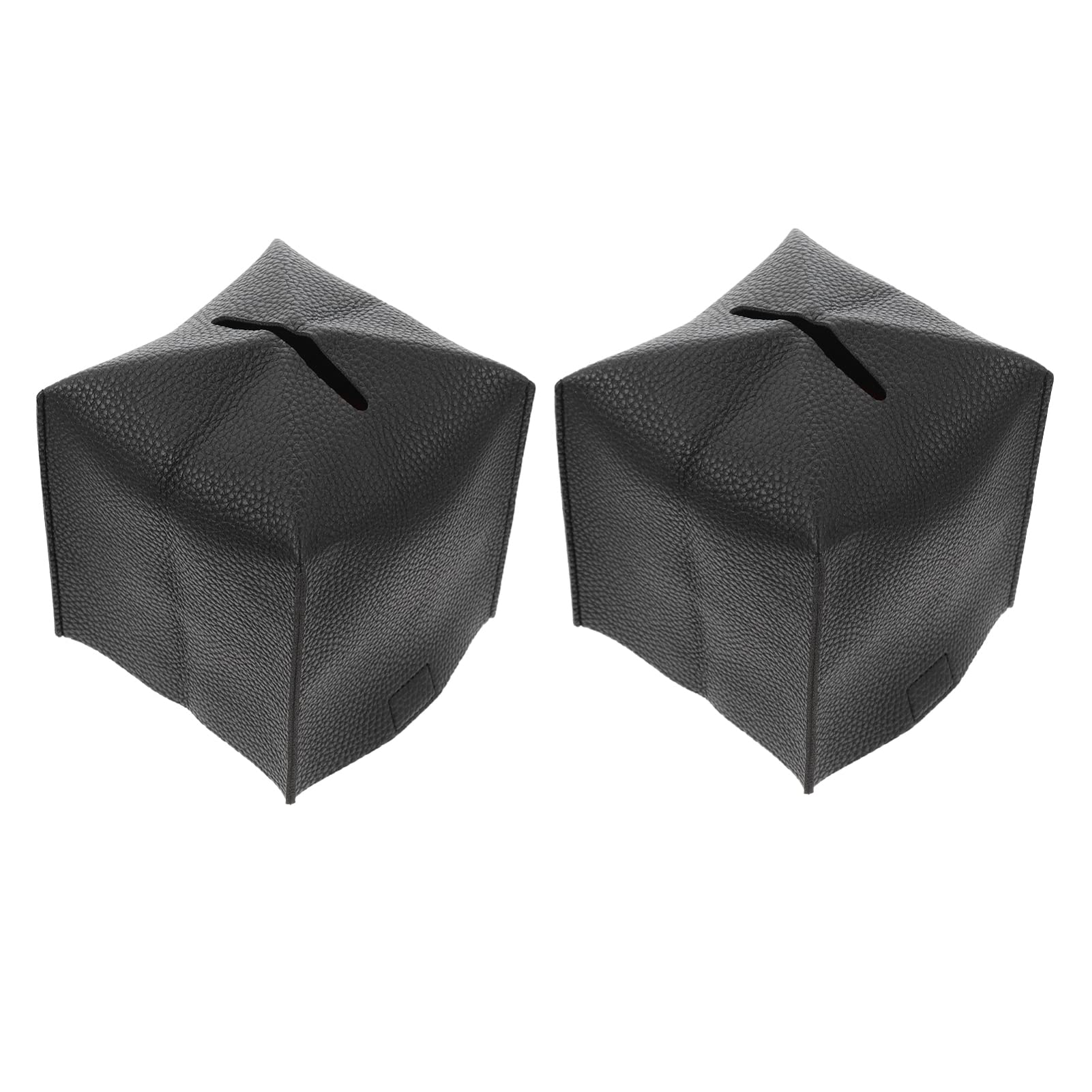 2Pcs Leather Tissue Box Cover - Rustic PU Leather Square Facial Tissue Holder & Organizer for Bathroom Vanity Countertop | Home Decor & Gift Idea
