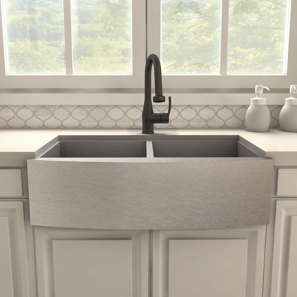 ZLINE Dali Matte Black Pull Down Single Handle Kitchen Faucet - Modern ADA Compliant Design for Sink, Dishwashing & Food Prep (DAL KF MB)
