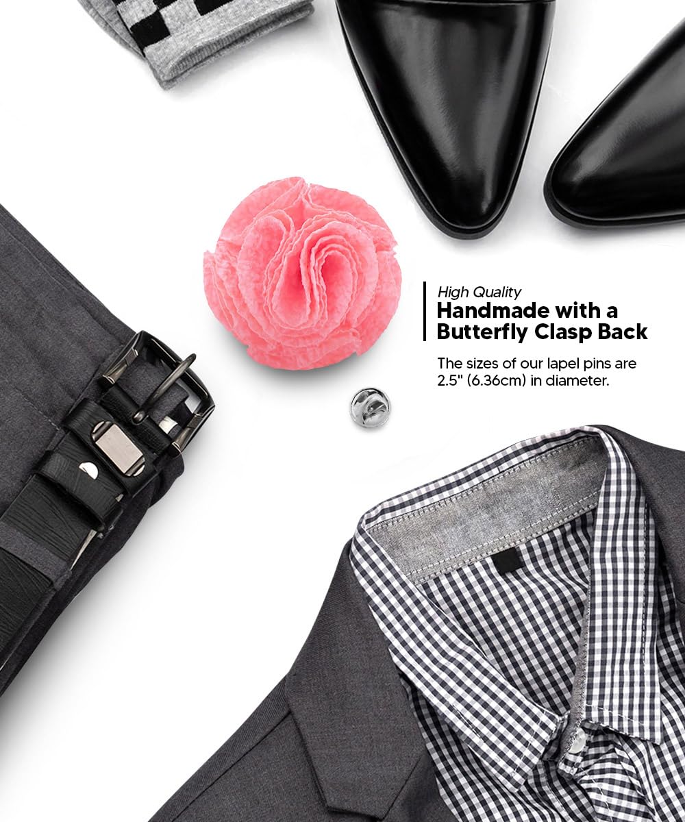 Seersucker Rose Flower Lapel Pin for Men - Elegant Rose Brooch & Boutonniere | Perfect for Weddings, Suits & Formal Occasions