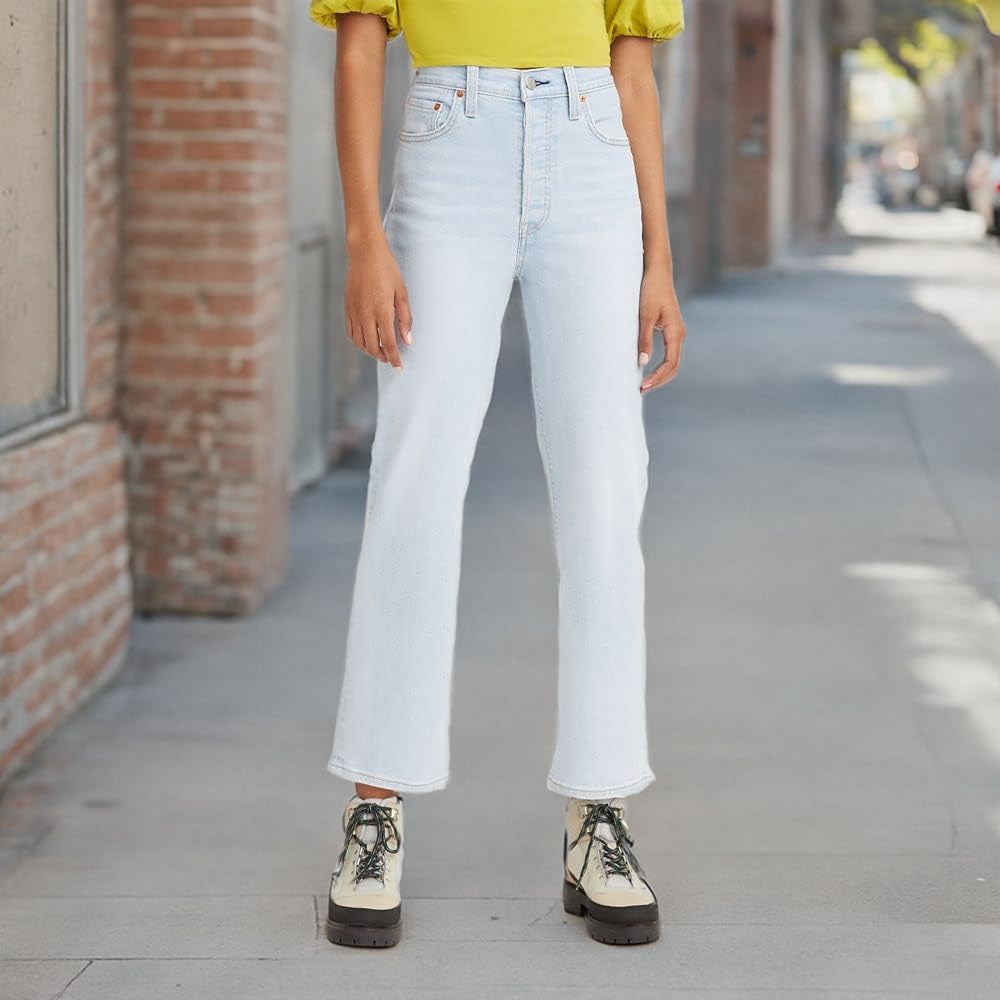 Levi's Women's Ribcage Straight Ankle Jeans - High Waist Slim Fit Denim Pants for Casual Wear & Everyday Outfits