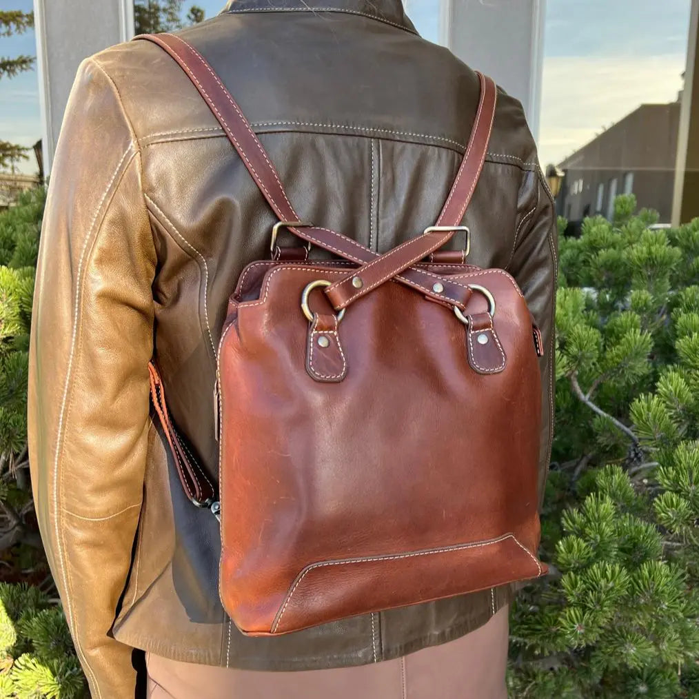 Premium Full Grain Leather 2-in-1 Convertible Handbag & Backpack for Women - Durable Travel Tote & Stylish Daypack for Work, Gym & Outdoor Adventures