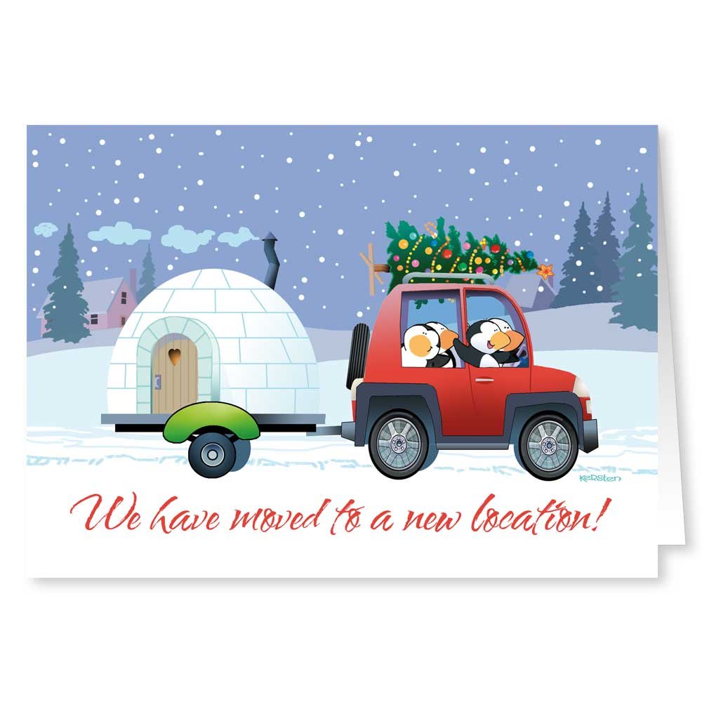Stonehouse Collection New Address Christmas Cards - 18 Penguin Moving Cards with 19 Envelopes | Holiday Greeting Cards for Home, Office & Gift Giving