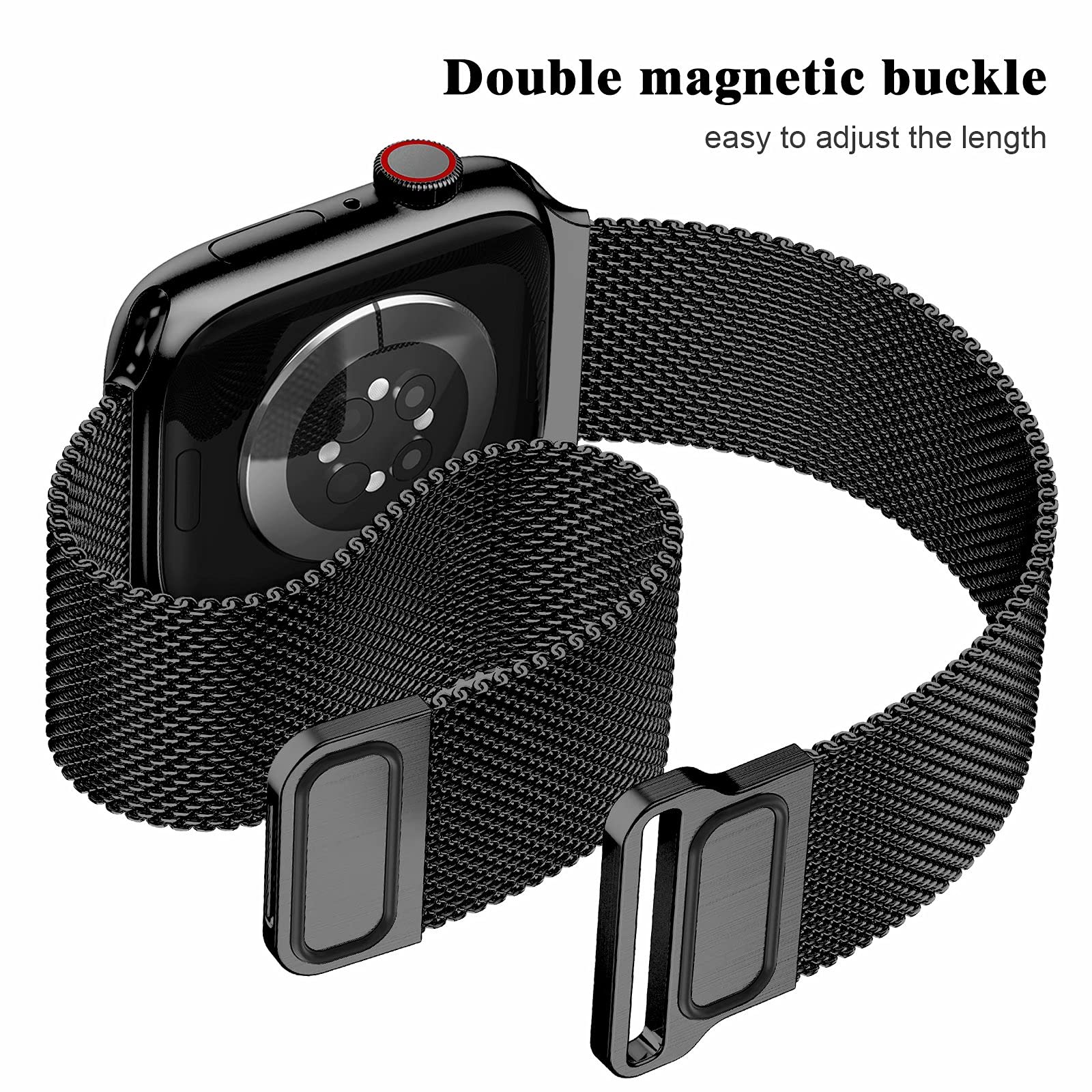 Premium Stainless Steel Milanese Loop Band for Apple Watch 40mm - Magnetic Mesh Strap Compatible with iWatch Series 10/9/8/7/6/5/4/3/2/1 & SE - Adjustable Replacement Watch Band for Women & Men (Black) | Perfect for Workouts, Office Wear & Everyday Fashion