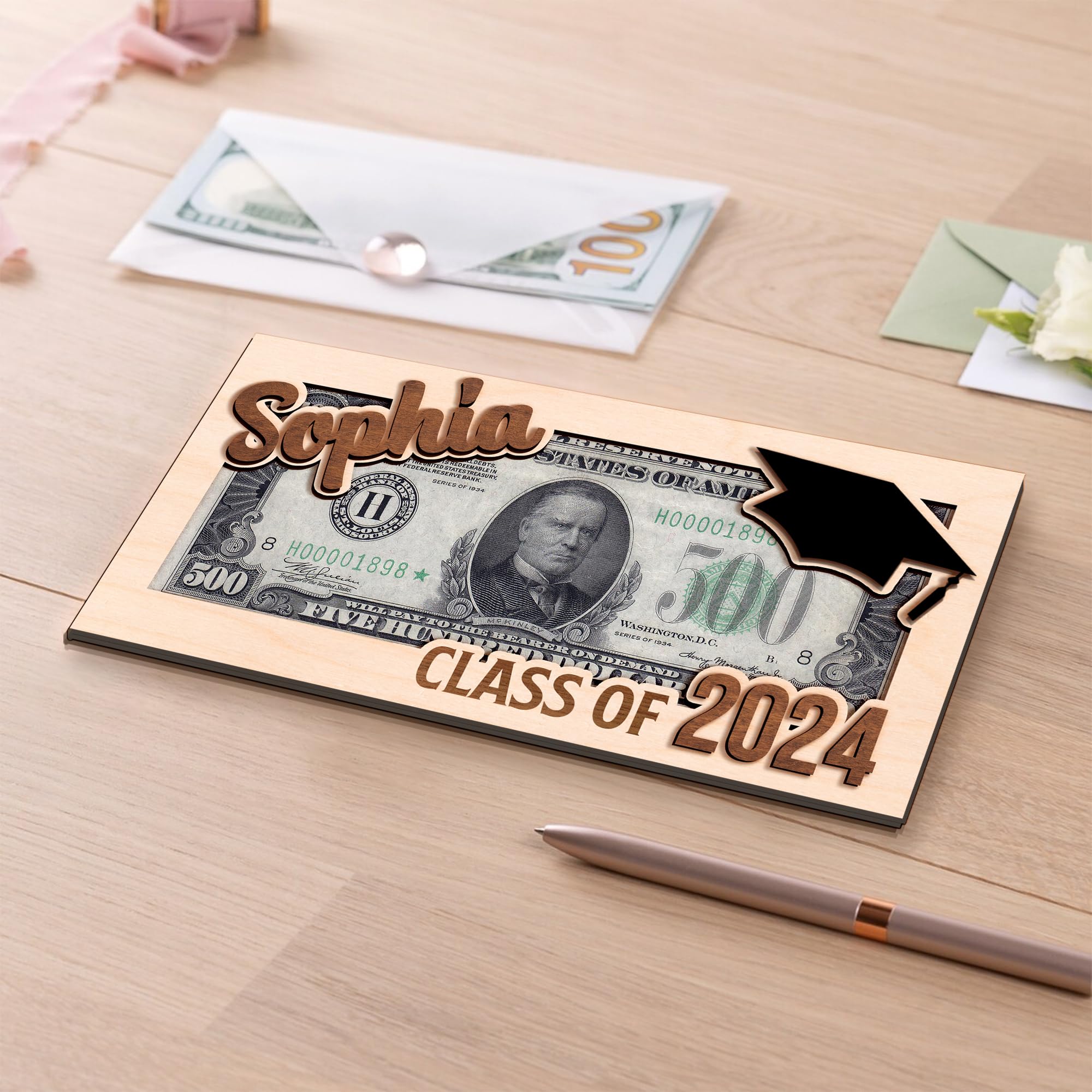 Personalized Graduation Money Holder - Class of 2024 Gift for High School & College Graduates | Cash Envelope Gift for Senior Students | Perfect Graduation Party Favor & Keepsake