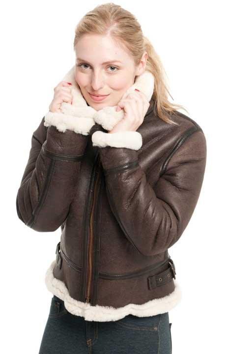 Cockpit USA Women's B-3 Sheepskin Bomber Jacket - Genuine Shearling Leather Aviator Coat, Size XL, Free Same-Day Shipping | Perfect for Winter Fashion, Aviation Enthusiasts & Outdoor Adventures