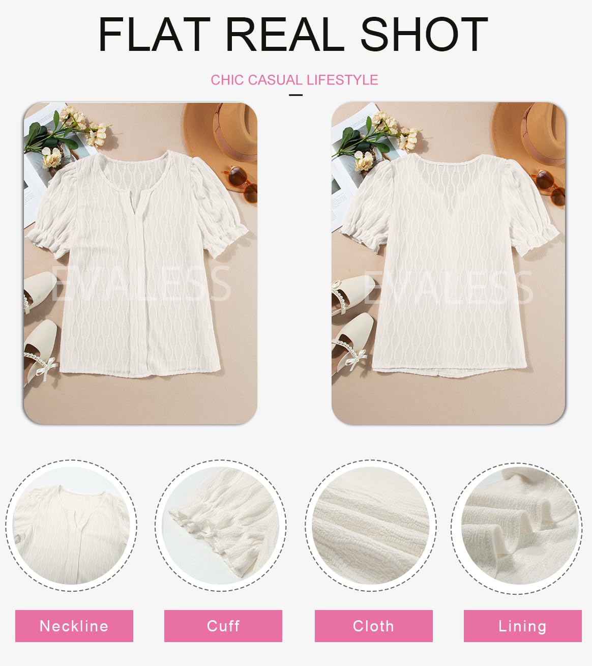 EVALESS Women's Cute Puff Sleeve Blouses - Fashion Tops for Spring & Summer 2025 | Dressy Casual Shirts for Work, Date Night & Weekend Outfits
