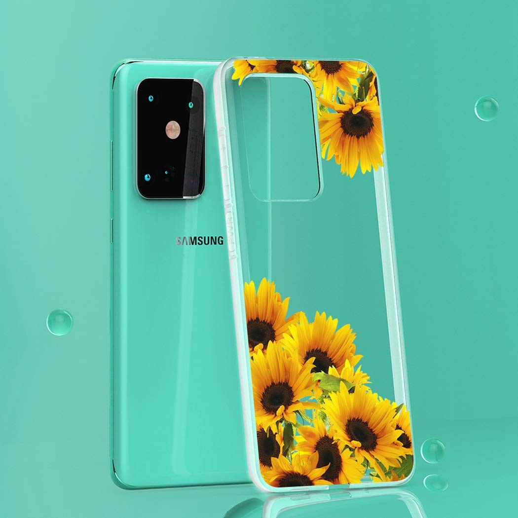 **Samsung Galaxy S20 Ultra 5G Case - Cute Clear Slim Shockproof Soft TPU Protective Cover with Sunflower Design for Girls - Perfect for Everyday Use, Travel & Outdoor Activities**