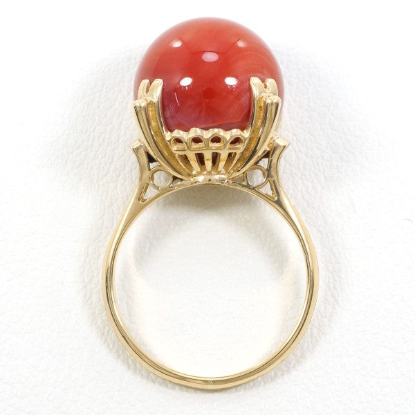 18K Yellow Gold Coral Ring for Women - Elegant Handmade Jewelry Gift for Birthday, Anniversary & Valentine's Day - Perfect for Beach Weddings & Summer Fashion Accessories