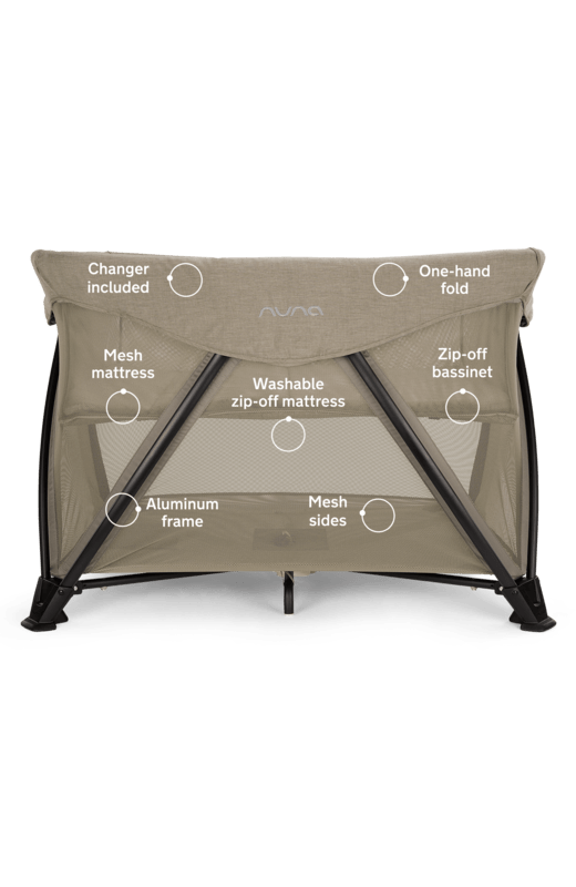 Nuna Sena Aire 2022/2023 Lightweight Travel Crib with Removable Bassinet - Perfect for Baby Sleep, Travel & Home Use