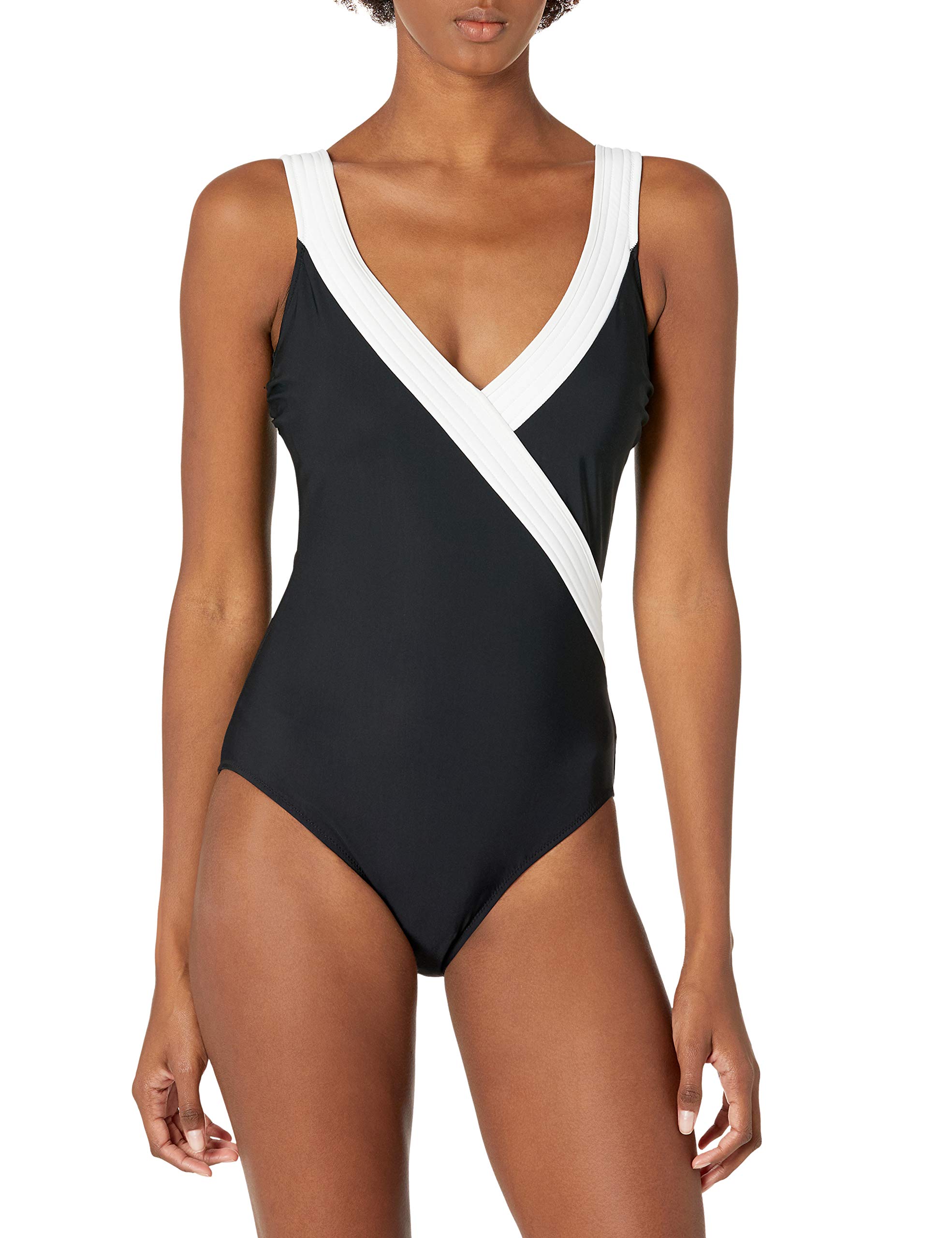 Gottex Women's Piped Surplice One Piece Swimsuit - Sexy High Cut Bathing Suit for Beach, Pool & Vacation | Tummy Control Swimwear with Adjustable Straps