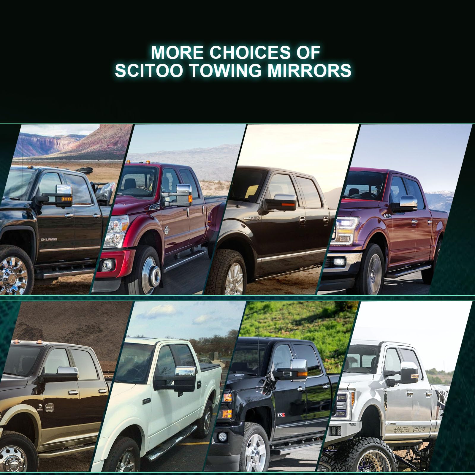 SCITOO Power-Adjustable Heated Towing Mirrors with Turn Signal & Clearance Lights - Compatible with 2017-2019 Ford F250 F350 F450 Super Duty Trucks - Perfect for Towing, Camping & Heavy-Duty Hauling