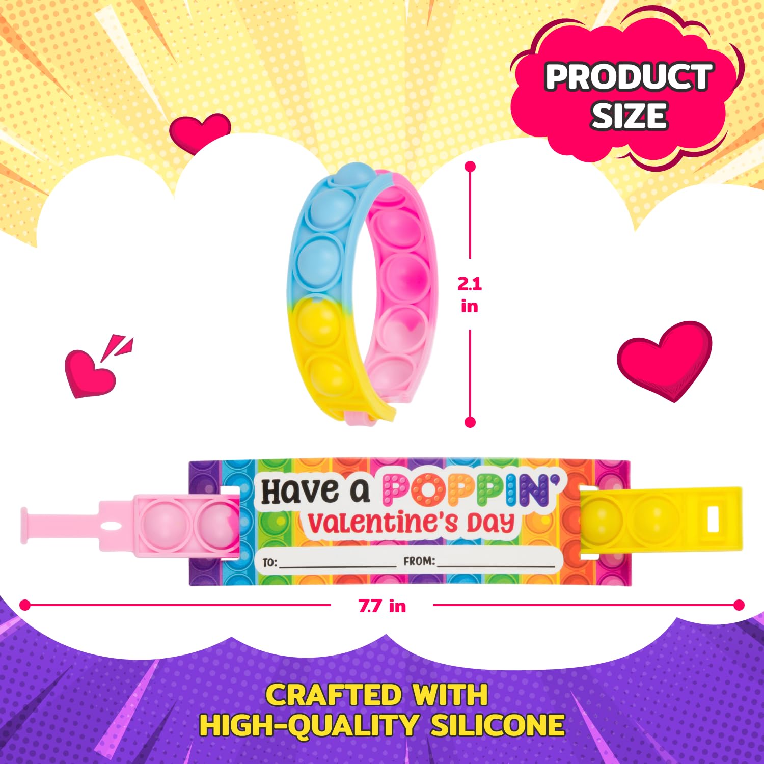 30 Pack Valentines Day Friendship Bracelets for Kids - Fidget Sensory Toys, Classroom Party Favors, Birthday Gifts for Girls & Boys - Perfect for Valentine's Exchange, School Events & Stress Relief