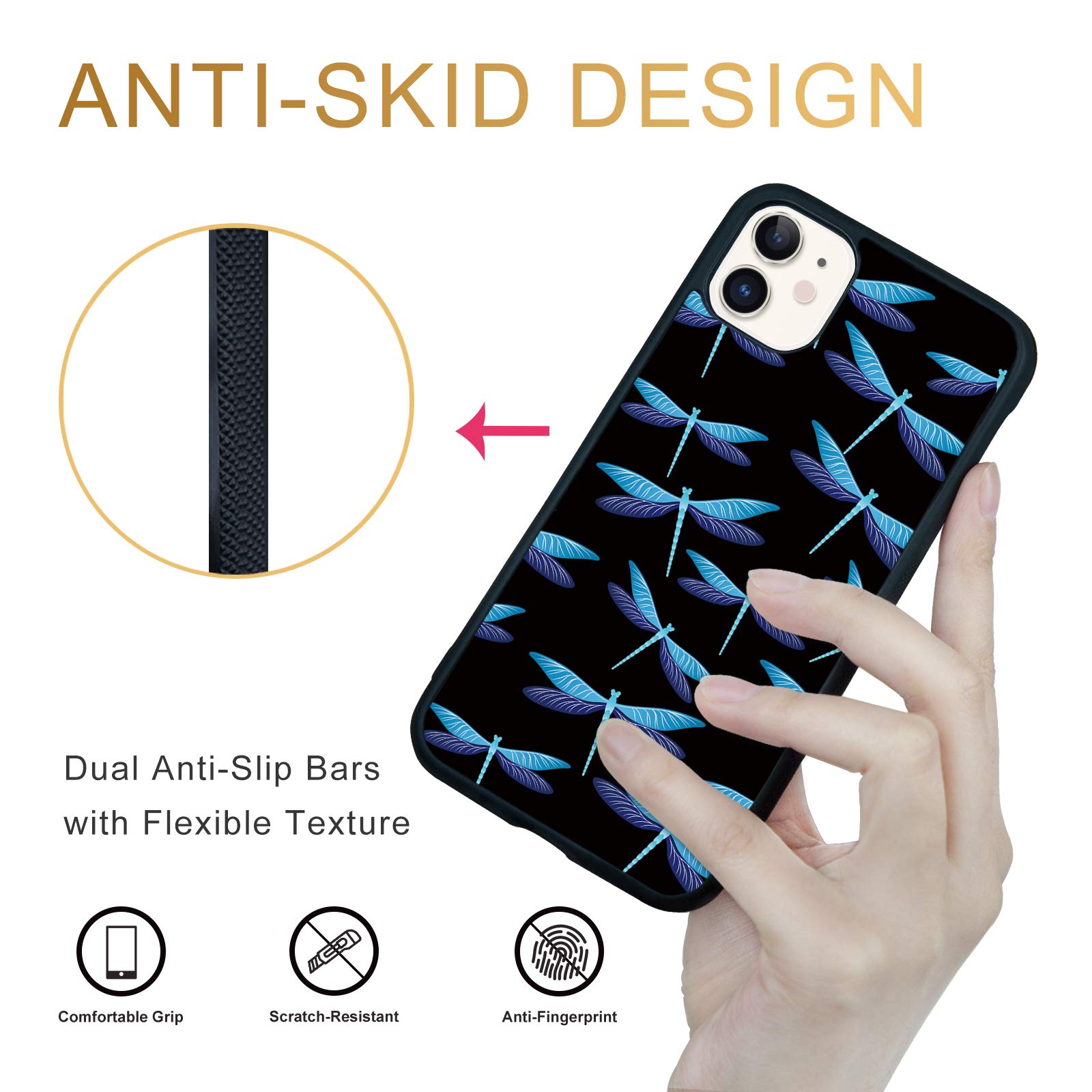 FANXI Blue Dragonfly Shockproof Phone Case for iPhone 11 (6.1 Inch) - Cute Trippy Animal Protective Cover for Women, Men, Teens | Perfect for Daily Use, Outdoor Activities & Gift Giving