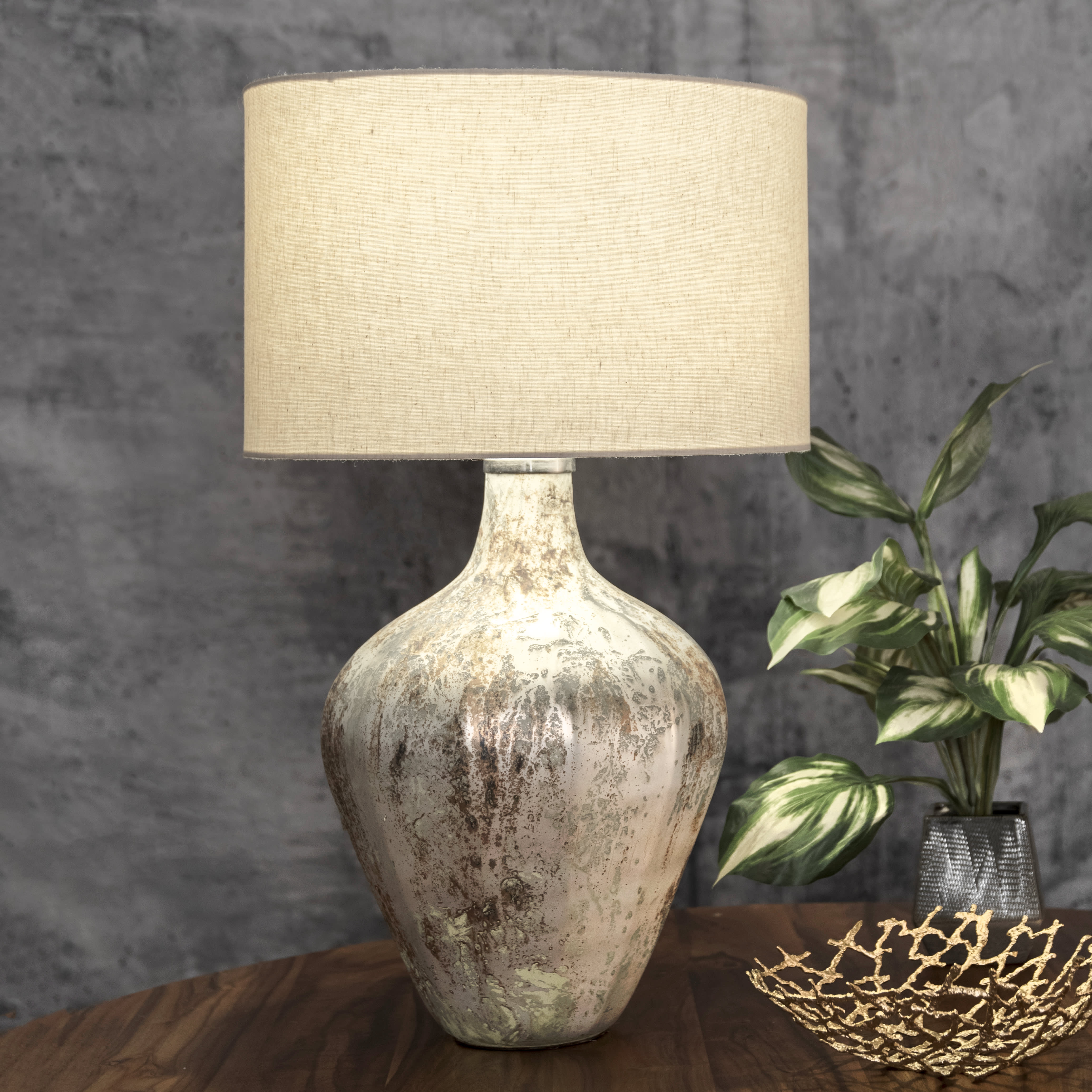 30 Inch Wende Glass Vase Table Lamp - Modern Grey Home Decor for Living Room, Bedroom, and Office Lighting