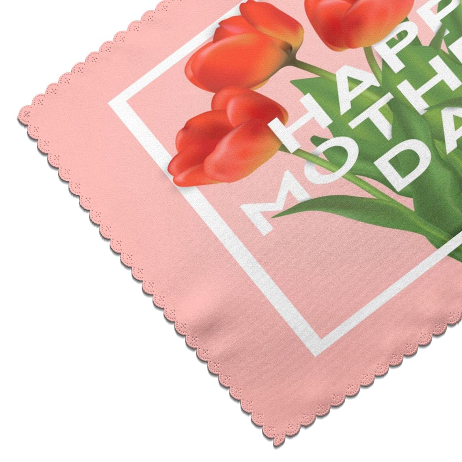Happy Mother's Day Placemats Set of 4 - Red Tulip Floral Design 12x18 Inch Washable & Heat-Resistant Table Mats for Kitchen Dining - Perfect for Family Meals, Holiday Decor, and Home Entertaining