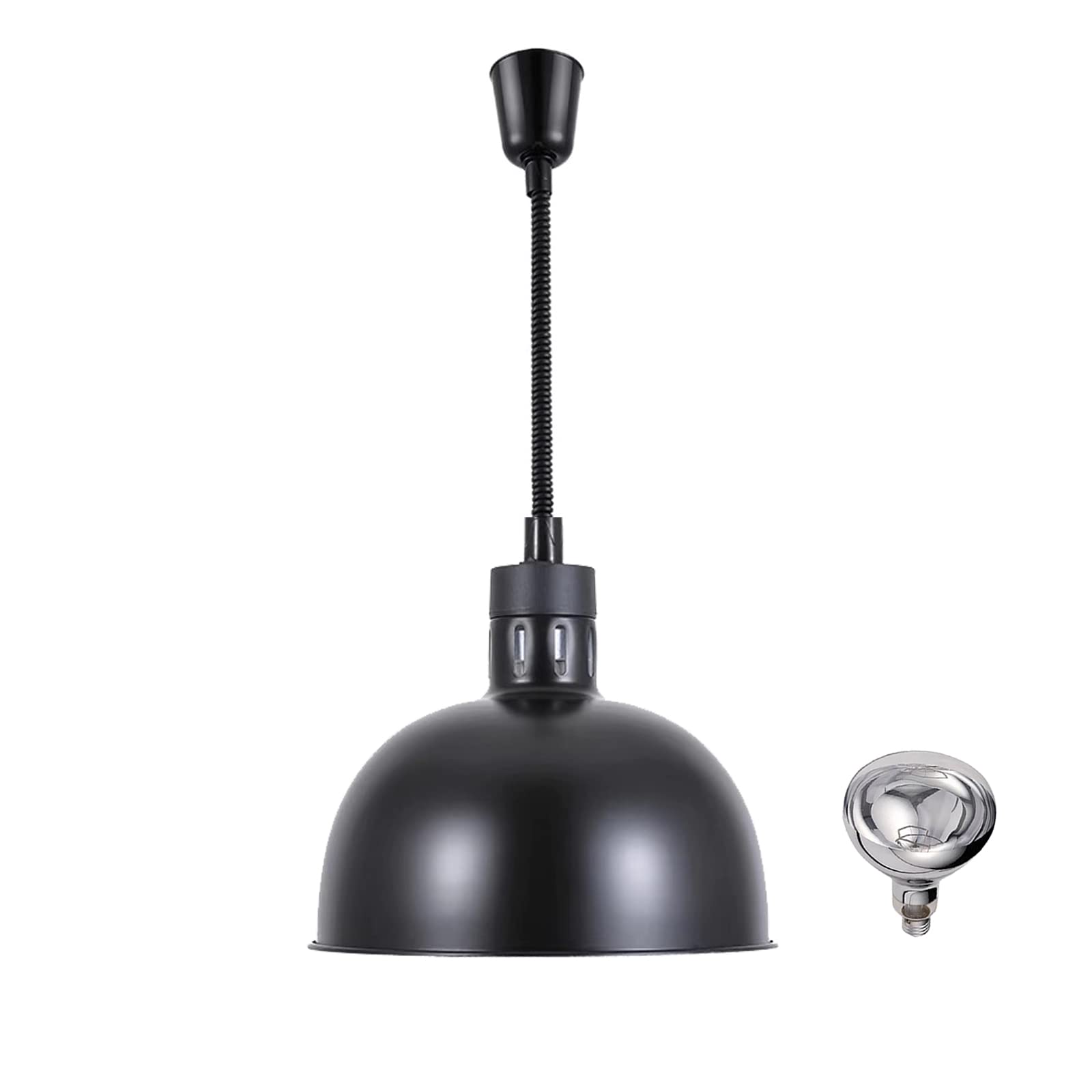 250W Infrared Hanging Food Heat Lamp with Bulb - 29cm Black Commercial Food Warmer for Restaurants, Bakeries & Buffets - Perfect for Keeping Fried Chicken, Pizza & BBQ Hot & Fresh