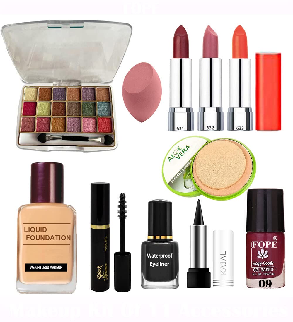 Fope Complete Travel Makeup Kit for Women & Girls - Portable Cosmetic Set with Essentials (Model S19K04A2028) | Perfect for Vacations, Business Trips & On-the-Go Touch Ups