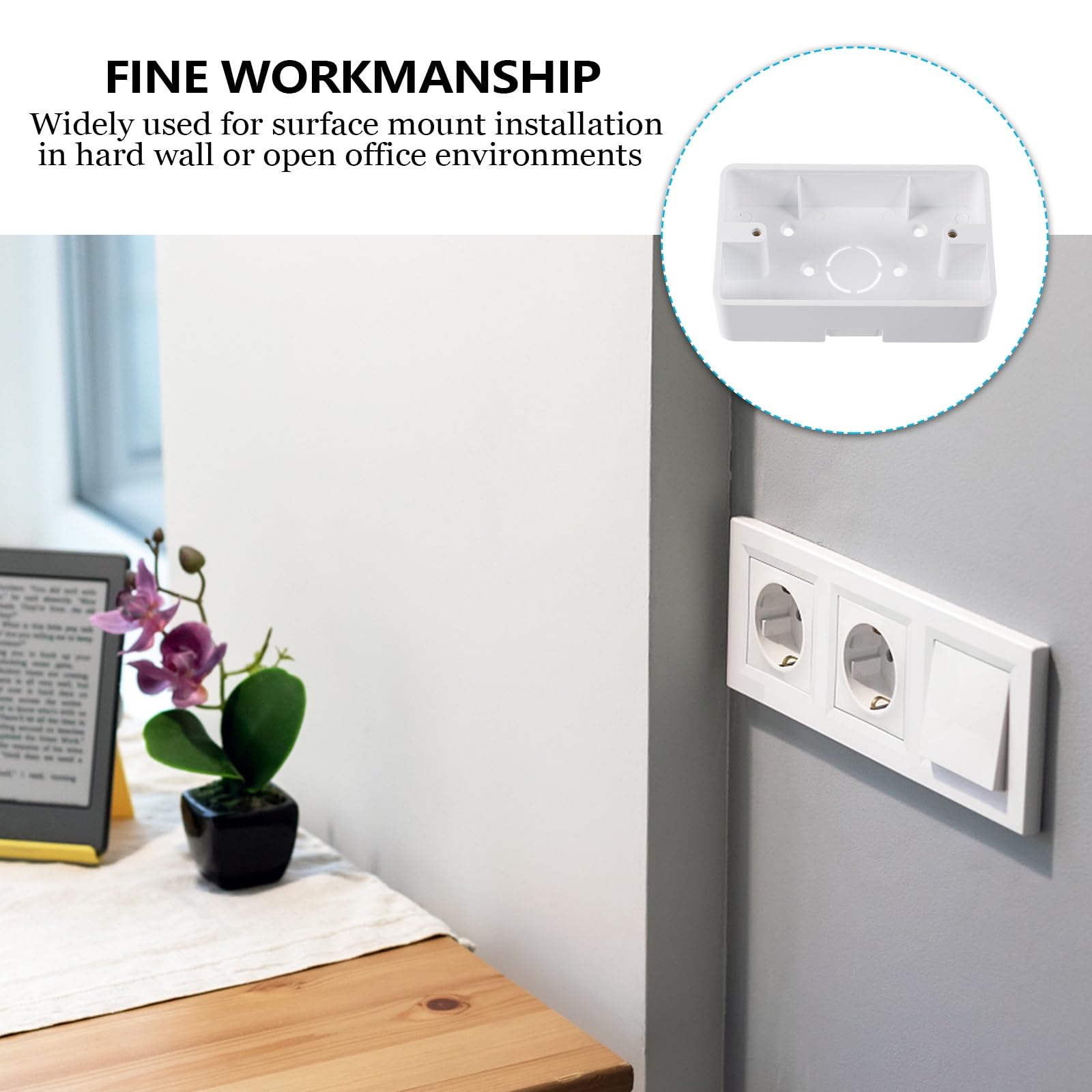 Hemobllo 5-Pack White Plastic Surface Mount Outlet Box - Single Gang Electrical Junction Box for Home & Office Wiring