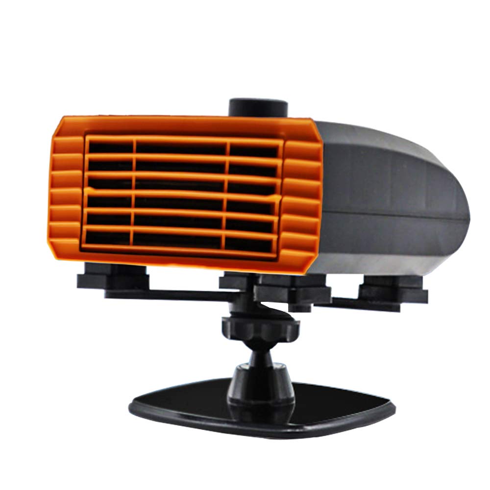 ELEOPTION 12V/24V Portable Car Heater & Cooler - Fast Heating Defrost Defogger for Windshield, Compact Auto Space Warmer & Cooling Fan with Cigarette Lighter Plug (Black & Yellow) - Perfect for Winter Defrosting & Summer Cooling in Cars, Trucks, RVs