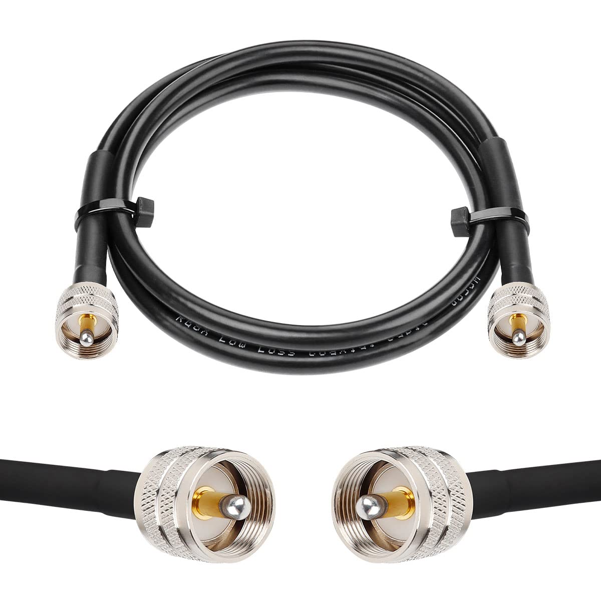 RG8x Jumper Cable 3ft (2 Pack) - PL259 Male to Male 50 Ohm Coaxial Cable | Low Loss CB Antenna Wire for CB Radio, HAM Radio, VHF Radio | Perfect for SWR Meter Testing & Antenna Analyzer Setup | Durable Communication Cable for Truckers & Radio Enthusiasts
