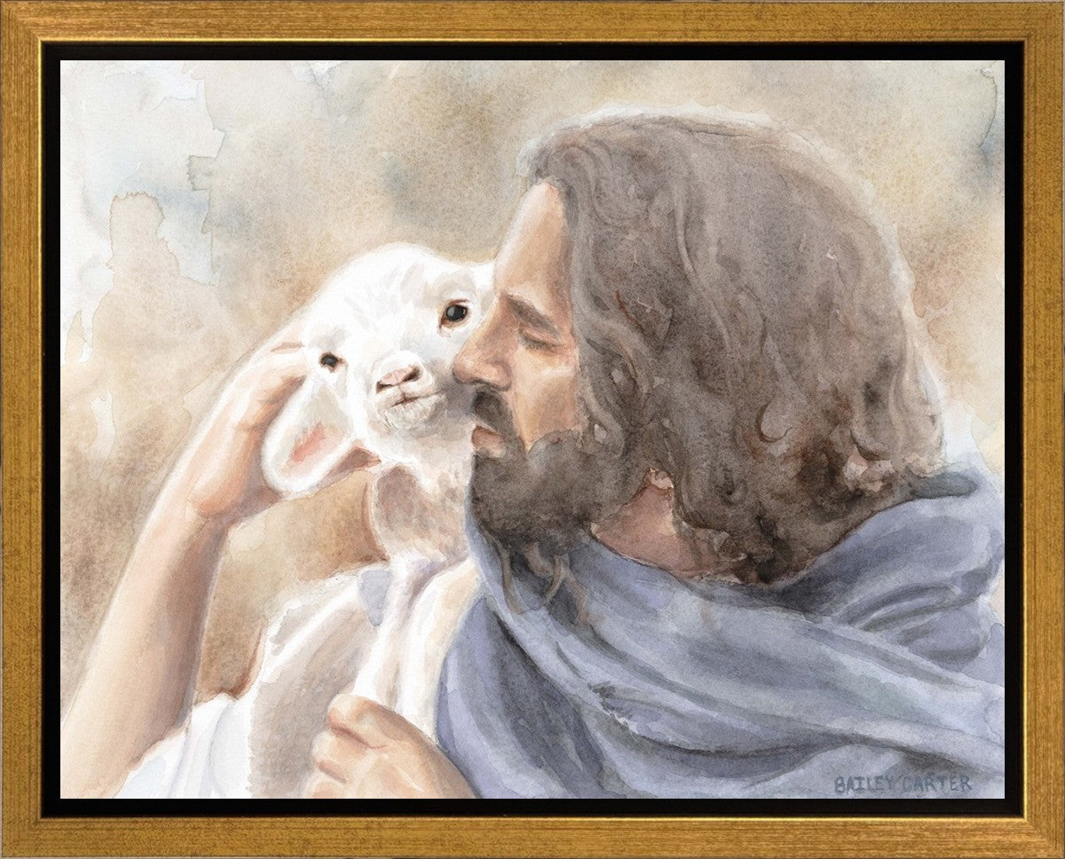 Jesus and the Lamb Gallery Wrap Canvas - Christian Wall Art for Home Decor, Church & Office - Inspirational Religious Gift for Easter, Christmas & Baptism