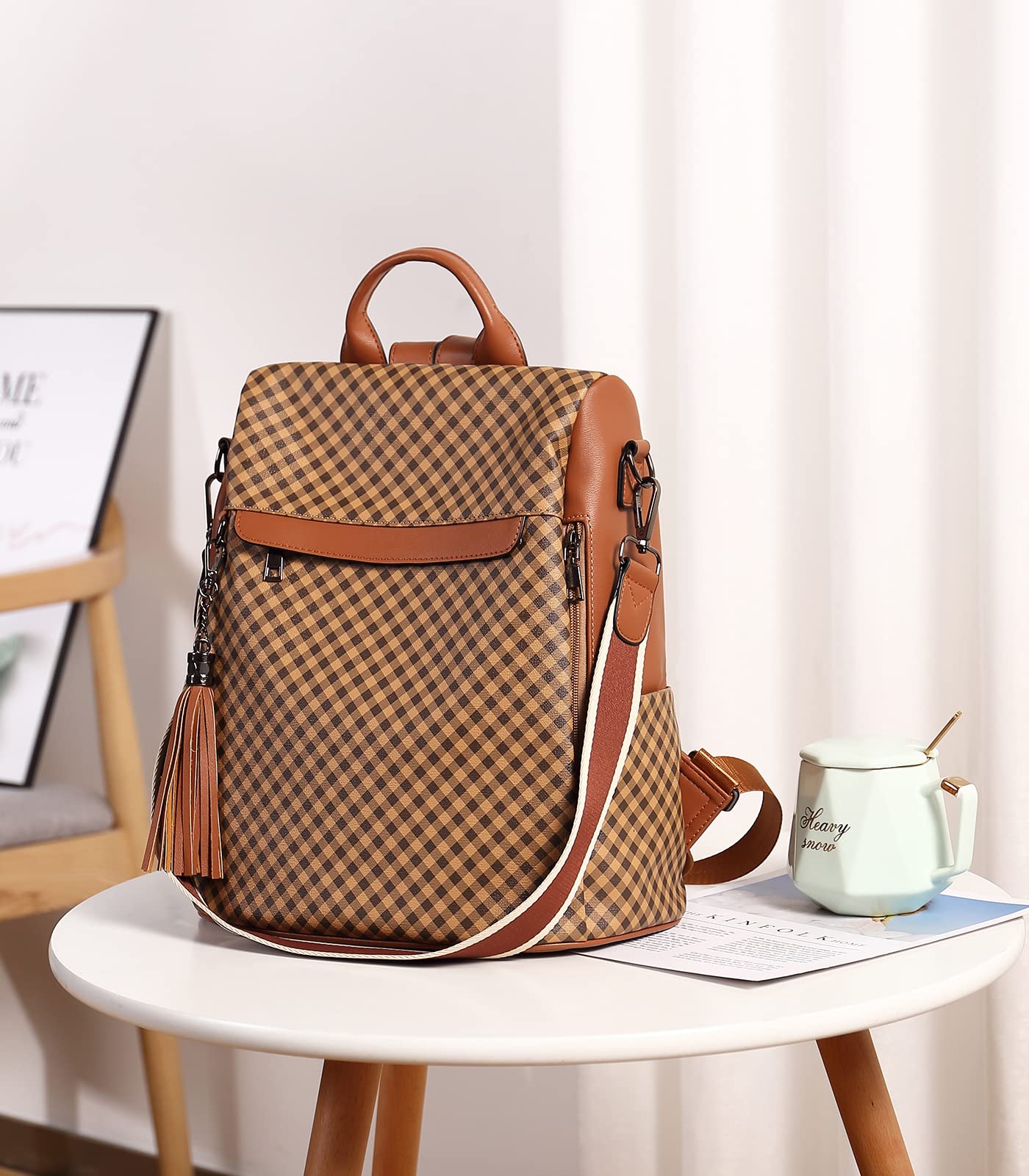 Telena Women's PU Leather Anti-Theft Travel Backpack Purse - Stylish Shoulder Bag with Tassel for Work, School, Commuting & Weekend Getaways
