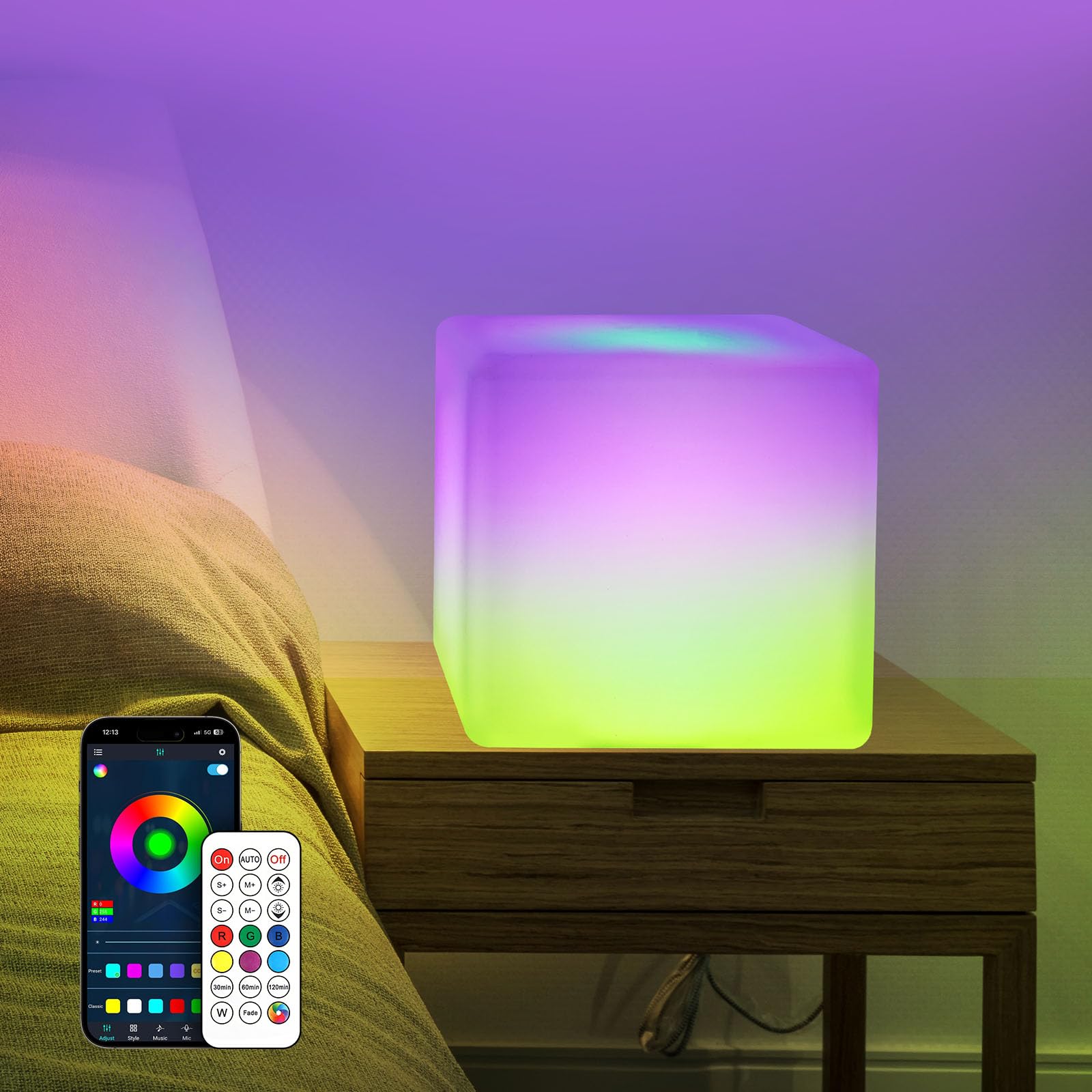 LOFTEK Smart LED Cube Lamp Set - 16 Million RGBW Colors, Music Sync, App & Remote Control, 12-inch Night Light for Bedroom, Gaming Room, Party Decor, Home Theater Lighting