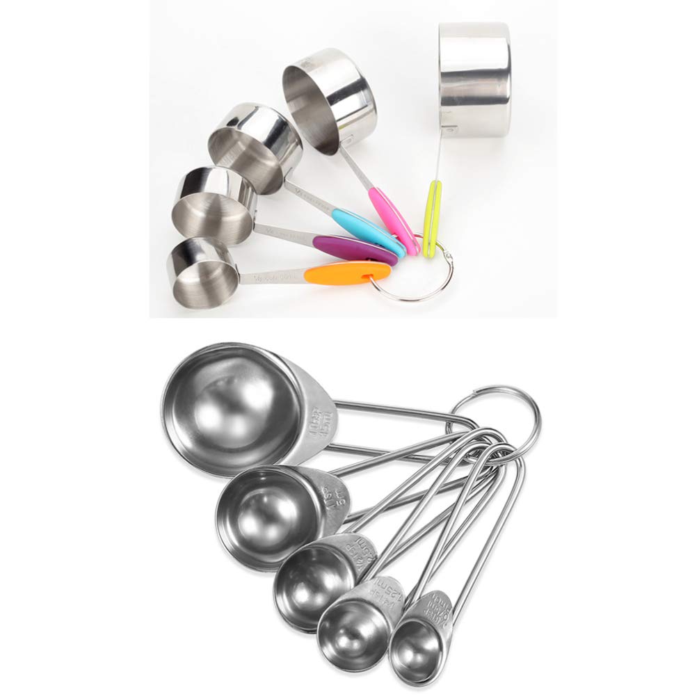 10-Piece Measuring Cups and Spoons Set - Stainless Steel Liquid Measuring Cups for Baking, Cooking, and Kitchen Use