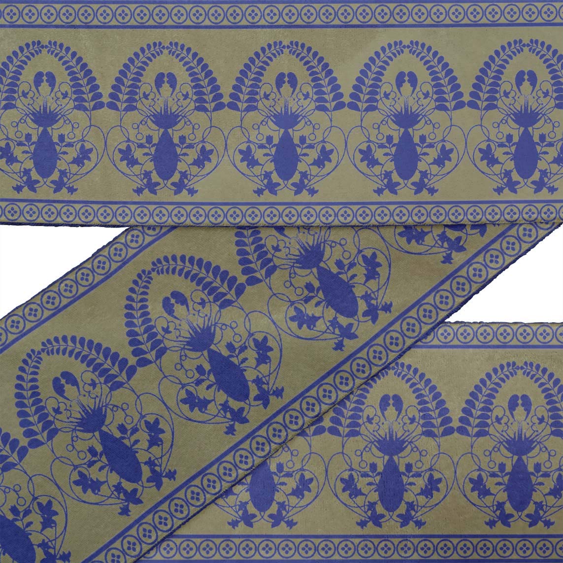 Green Leaves & Floral Printed Dupion Fabric Ribbon Trim - 9 Yards, 4 Inches Wide for DIY Crafts, Sewing Projects, Dressmaking, and Home Decor Accessories