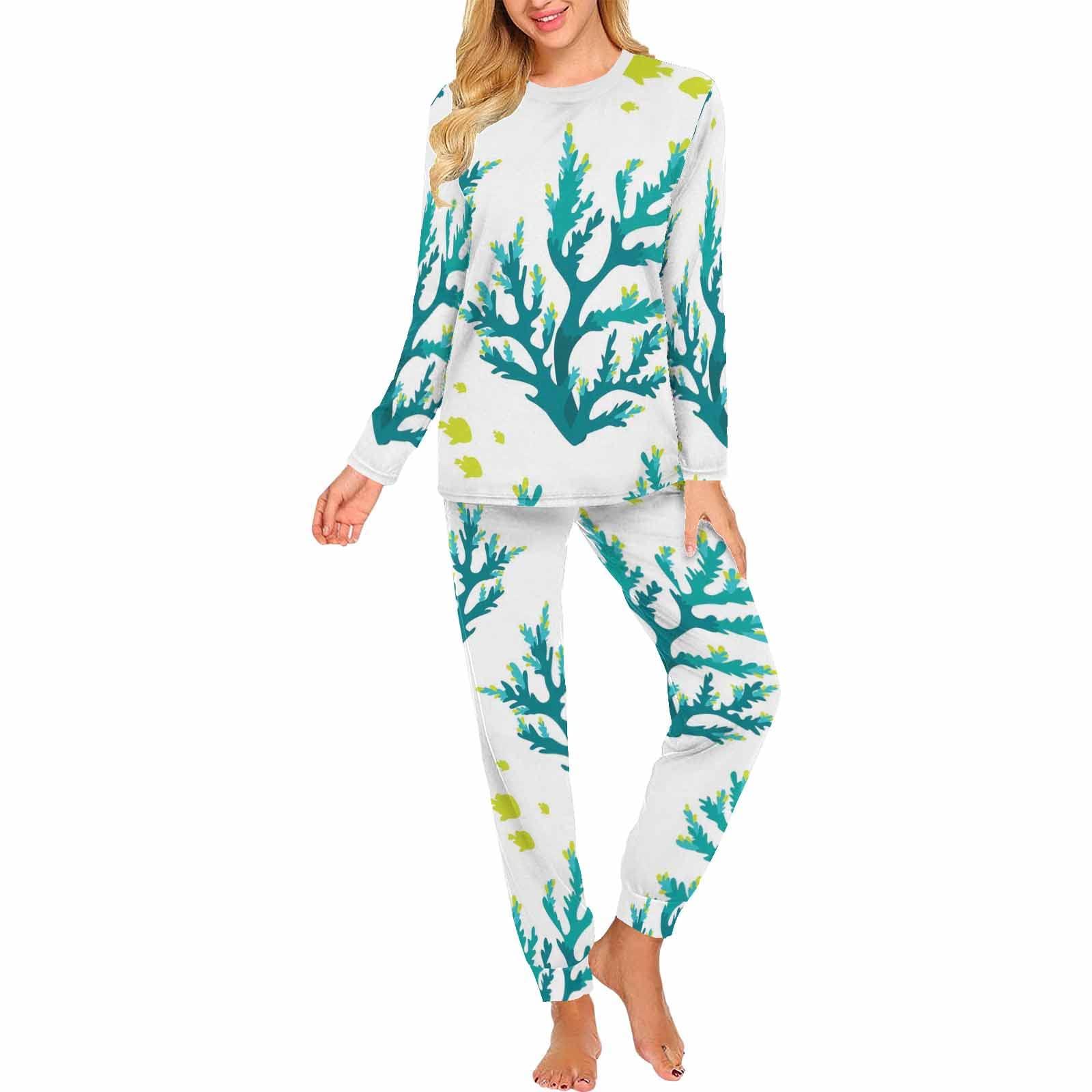 Blossoming Flowers Women's 2-Piece Pajama Set - Soft Cotton Nightwear with Pants & Top for Sleepwear & Lounge Wear | Perfect for Relaxing at Home, Sleepovers & Cozy Evenings