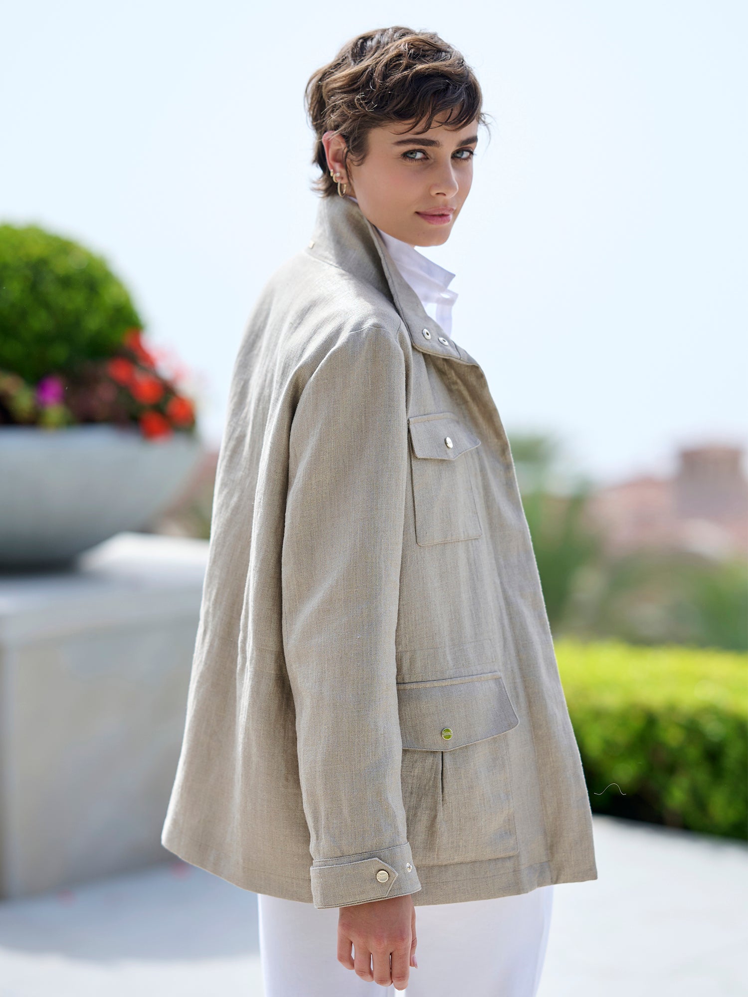 Malin Metallic Linen Field Jacket - Stylish Women's Lightweight Jacket for Spring & Fall | Perfect for Outdoor Adventures, Casual Wear & Travel