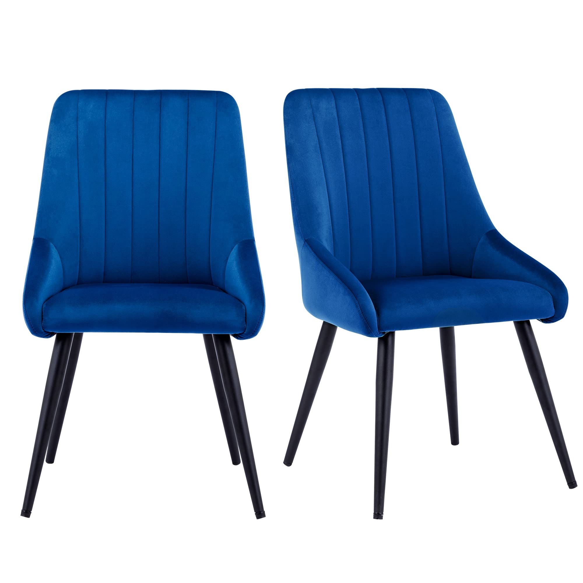 DUHOME Set of 2 Modern Velvet Upholstered Dining Chairs - Mid Century High Back Tufted Armless Accent Chairs for Dining Room, Living Room, Bedroom (Dark Blue) | Perfect for Home Decor, Small Spaces & Entertaining Guests