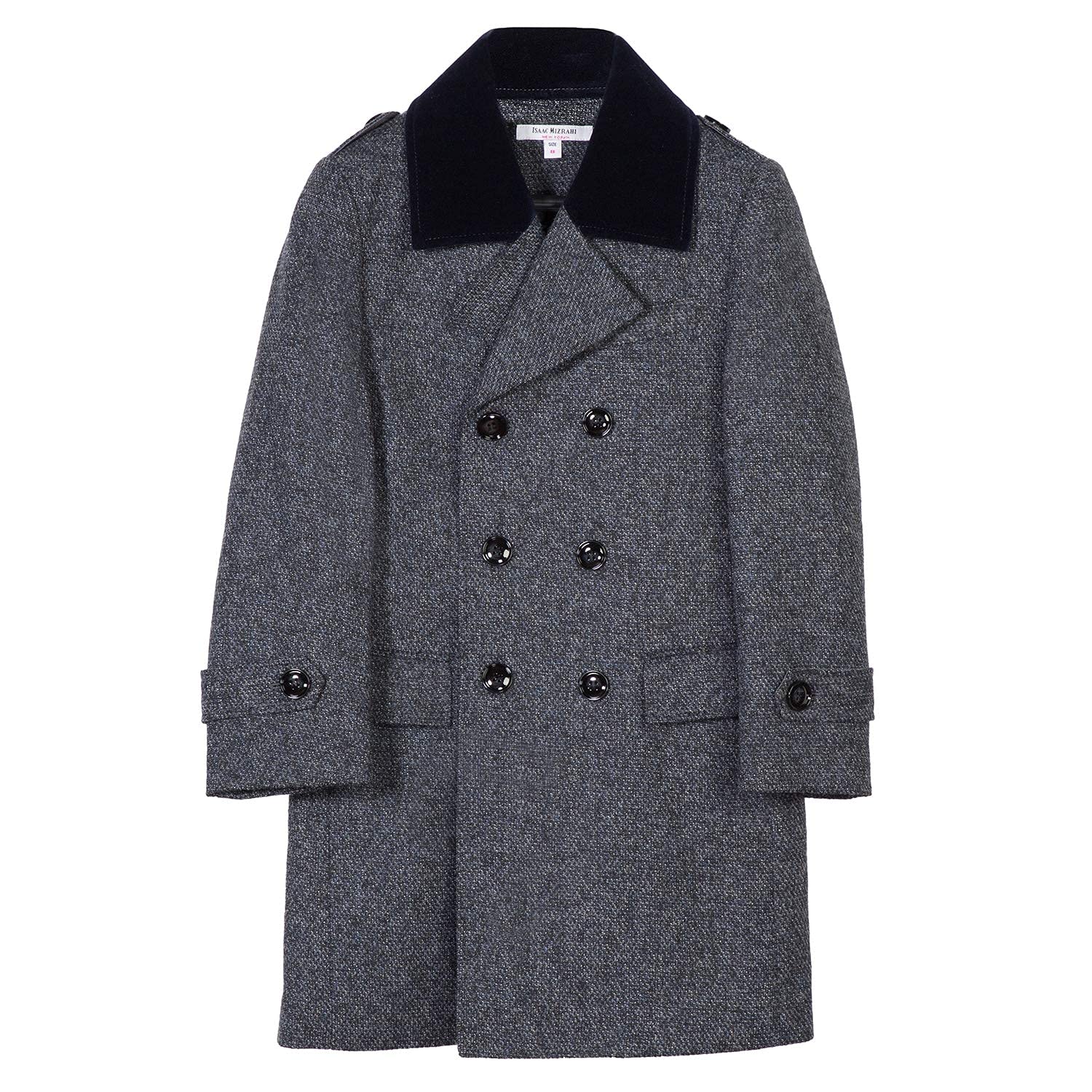 Isaac Mizrahi Boys' 2-20 Velvet Collar Quilt-Lined Wool Blend Peacoat | Warm Winter Coat for School, Outdoor Activities & Special Occasions