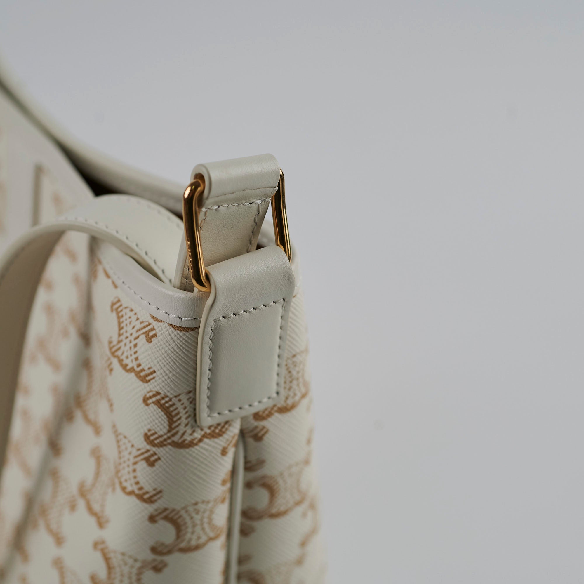 Celine Small Bucket Triomphe White Leather Crossbody Bag for Women | Luxury Designer Handbag for Everyday Use, Travel & Special Occasions