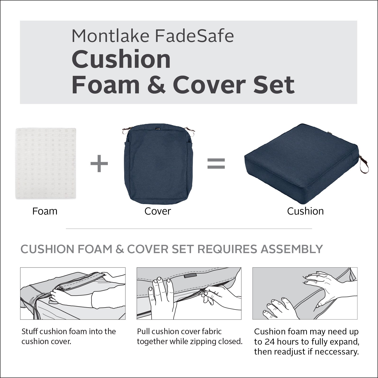 Classic Accessories Montlake 72x21 Outdoor Chaise Lounge Cushion - FadeSafe, Water-Repellent, Heather Indigo - Perfect for Patio, Poolside, and Garden Relaxation