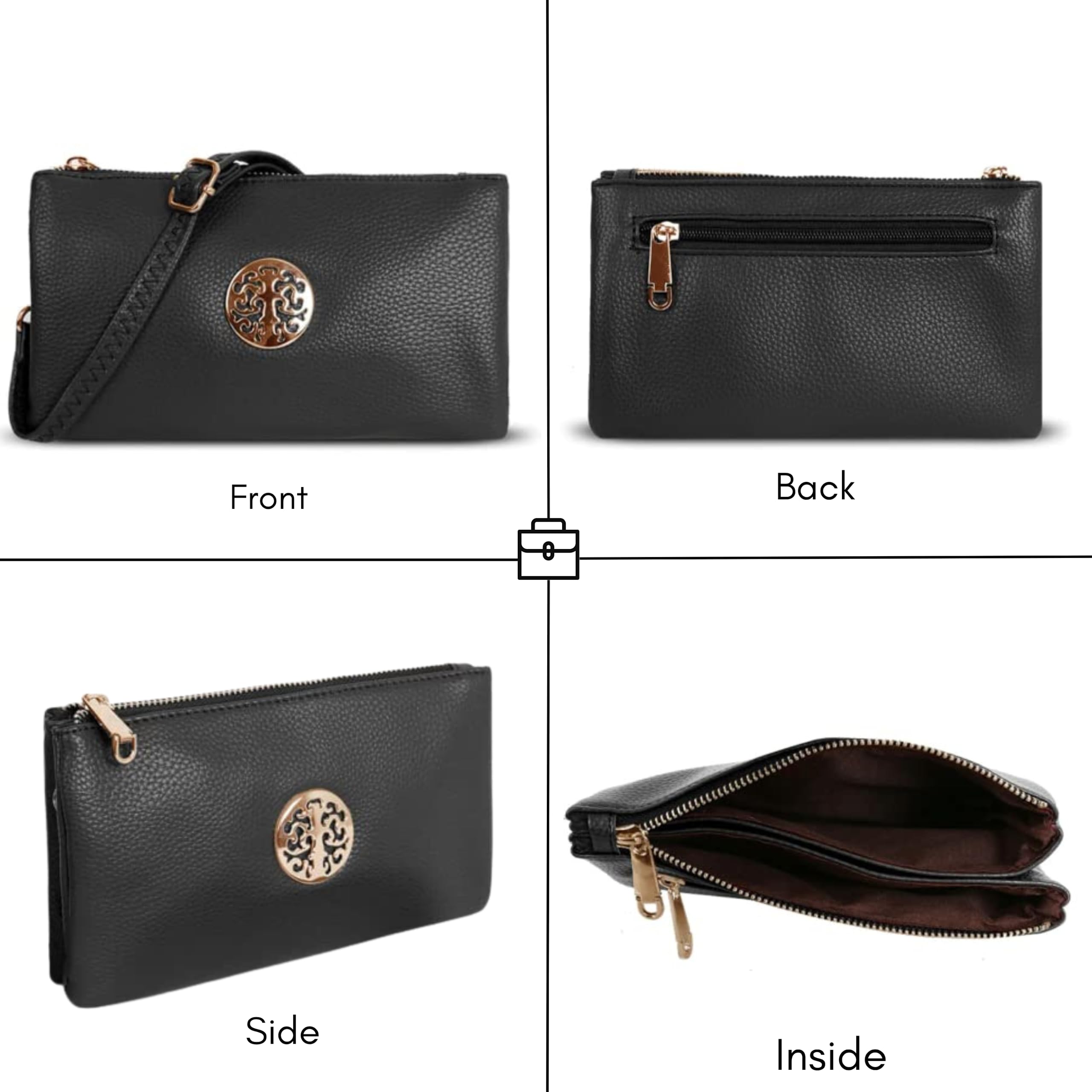 Kukubird Women's Small Clutch Bag - Crossbody Shoulder Bag with Adjustable Long Strap & Wristlet - Perfect for Evening Parties, Date Nights and Travel Accessories