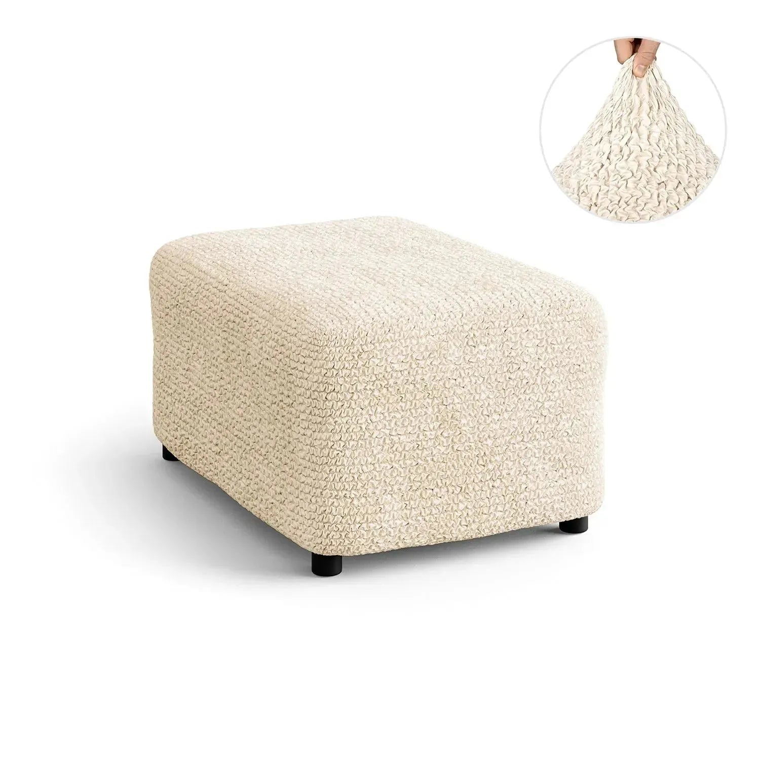 Microfiber Ottoman Slipcover Medium Size - Stretchable Furniture Cover for Living Room, Bedroom & Office - Easy to Clean & Durable Home Decor