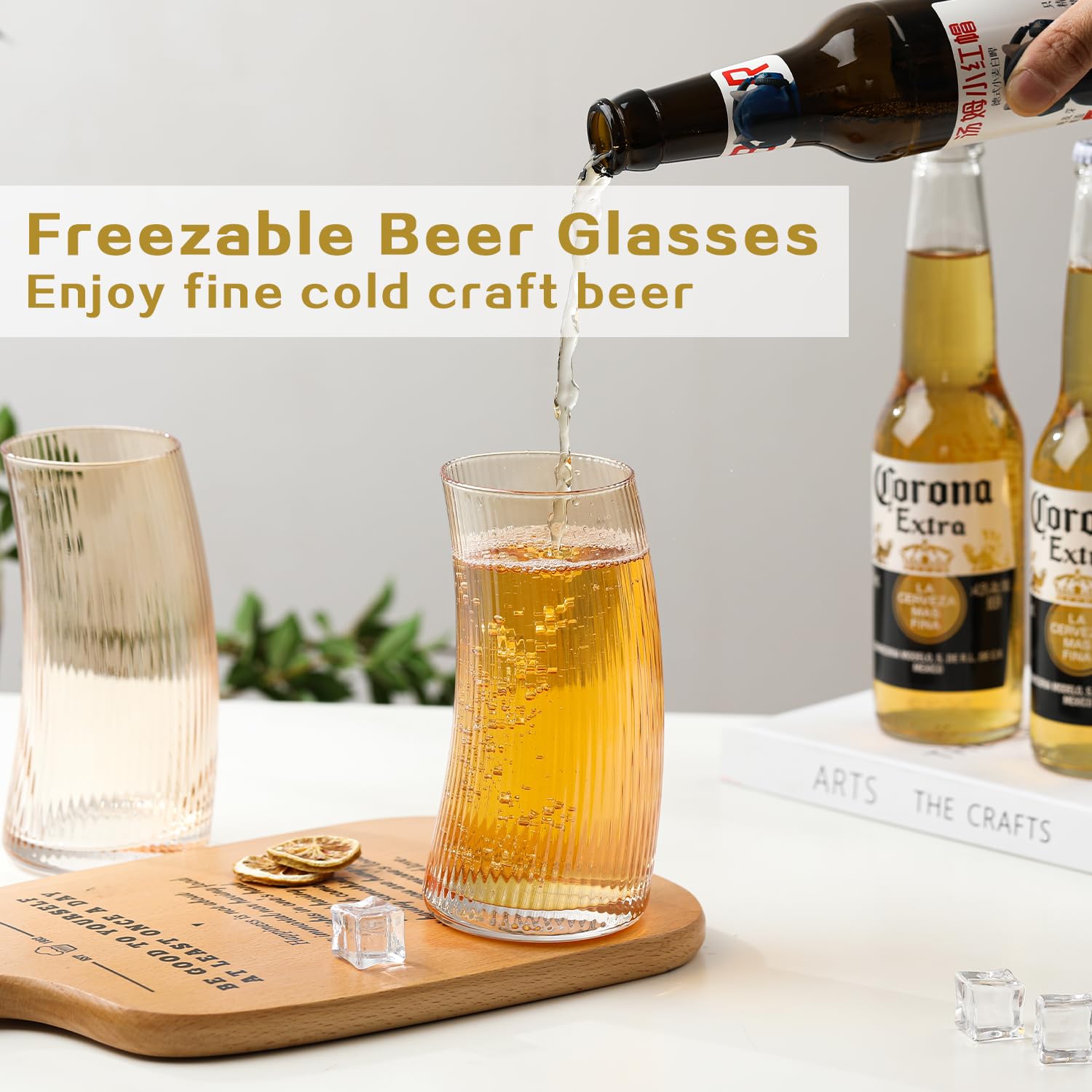 17.2oz Beer Glasses Set of 4 - Large Freezer-Safe Beer Mugs for Craft Beer, IPA & Pilsner - Unique Pub Drinking Glasses - Perfect Gift for Mother's Day, Father's Day & Beer Lovers - Great for Home Bars, Parties & Outdoor Gatherings