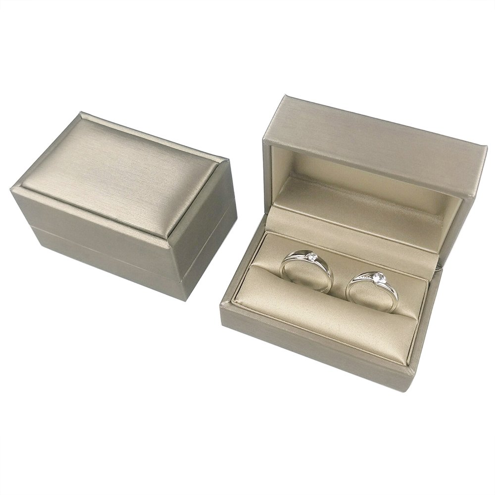 DesignSter Gold Bearer Ring Box – Premium PU Leather Double Ring Box for Wedding & Engagement Jewelry Storage | Perfect for Proposals, Vow Renewals & Anniversary Gifts