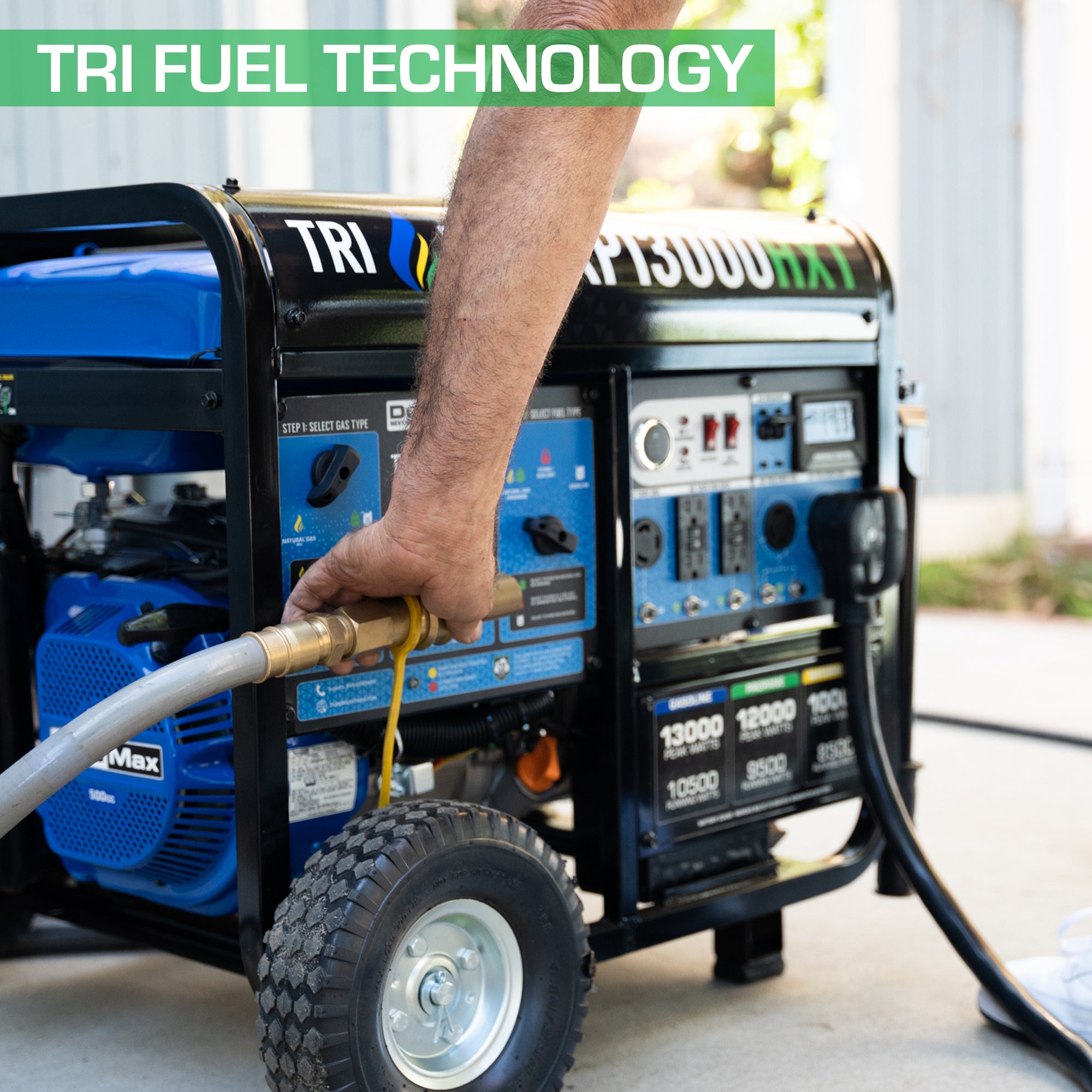 DuroMax XP13000HXT 10500W/13000W Tri-Fuel Portable Generator - Gasoline/Propane/Natural Gas with CO Alert & Remote Start - Perfect for Home Backup Power, Camping & Emergency Use