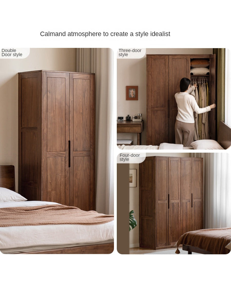 Premium Black Walnut Solid Wood Wardrobe - Handcrafted Closet Organizer with Adjustable Shelves | Perfect for Bedroom, Walk-in Closet & Master Suite Organization