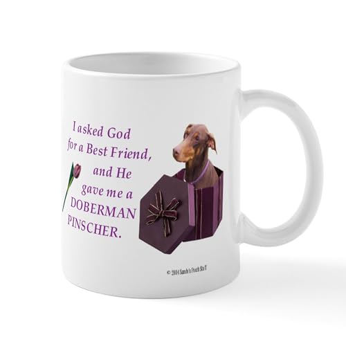 White - Doberman Pinscher (Rust & Red, Natural Ears) Mug